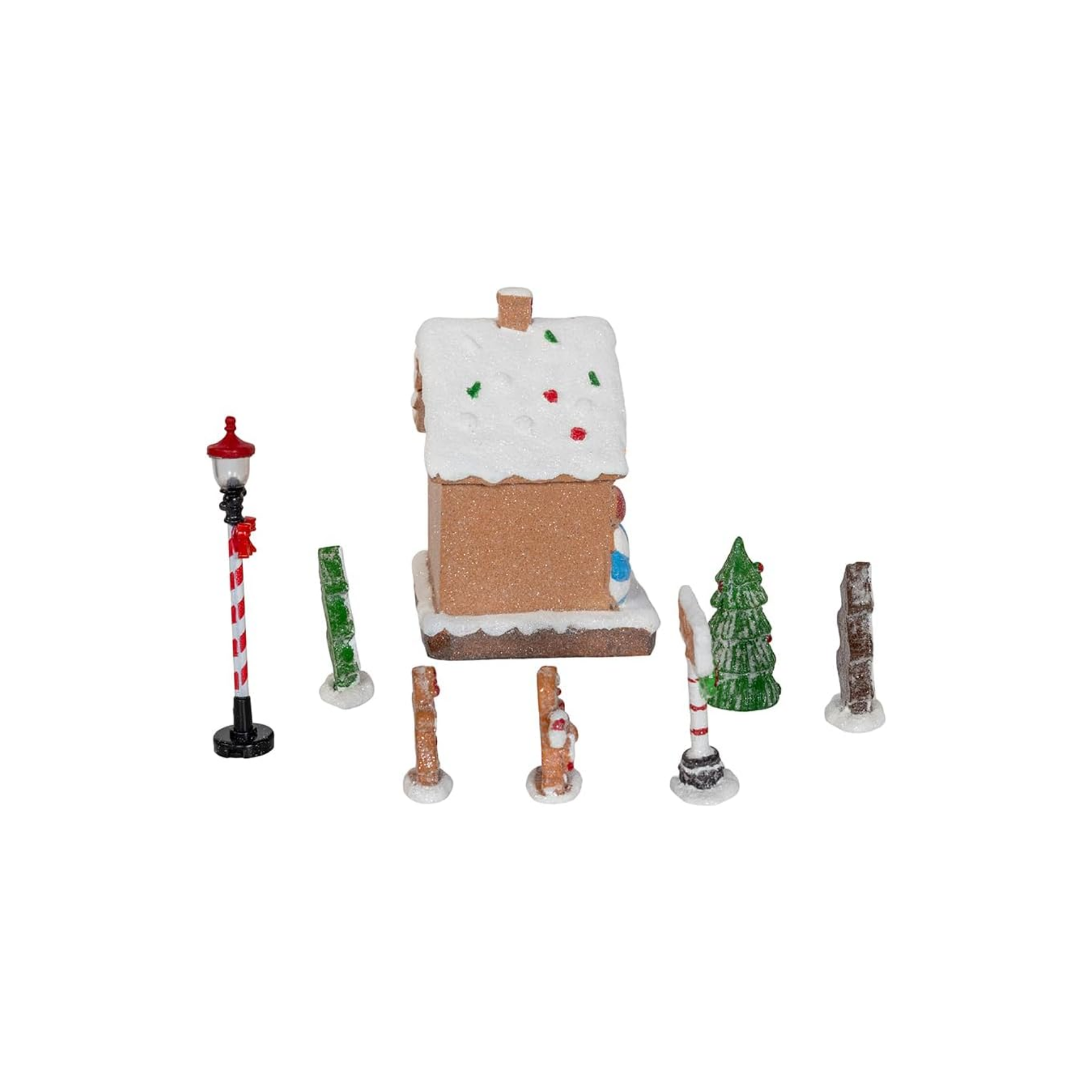 Kurt Adler 8-Piece LED Gingerbread Christmas Village Figurine Set