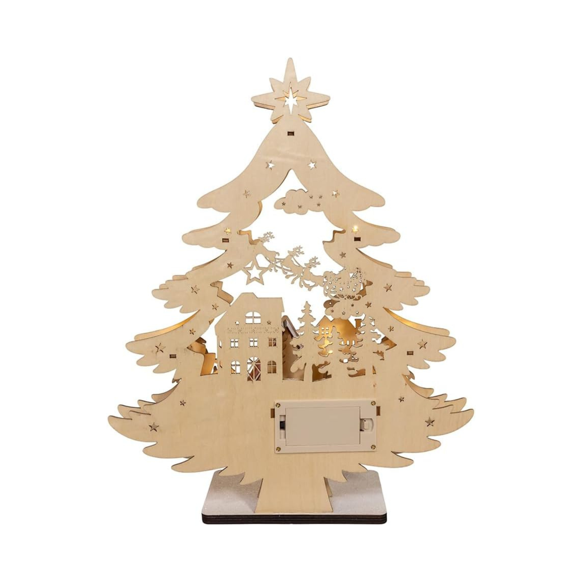 Kurt Adler Battery-Operated LED Tree with Village Scene, 15.5in