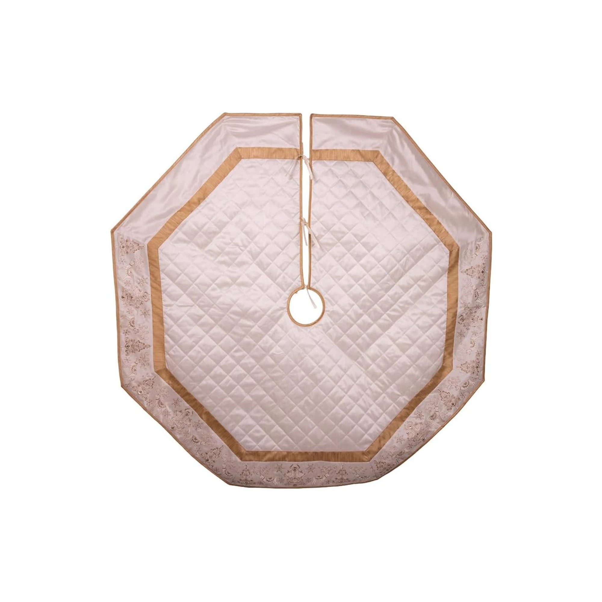Kurt Adler Ivory Center Quilting & Embroidered Tree Skirt, 60in