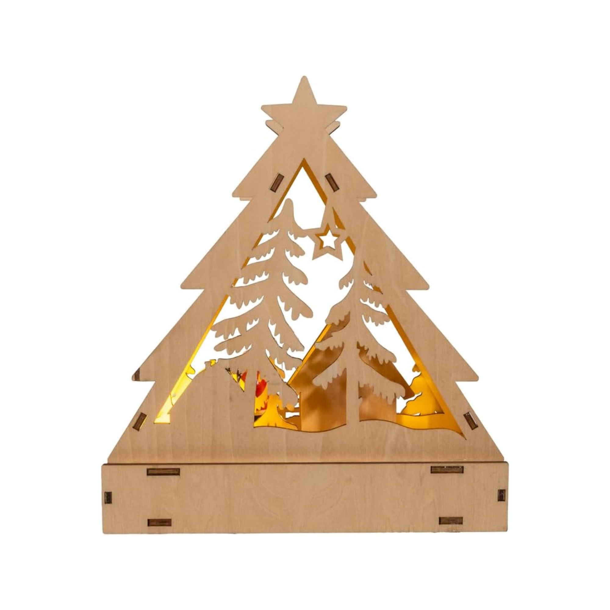 Kurt Adler Battery Operated Lighted Tree Shape Christmas Village Scene, 8in