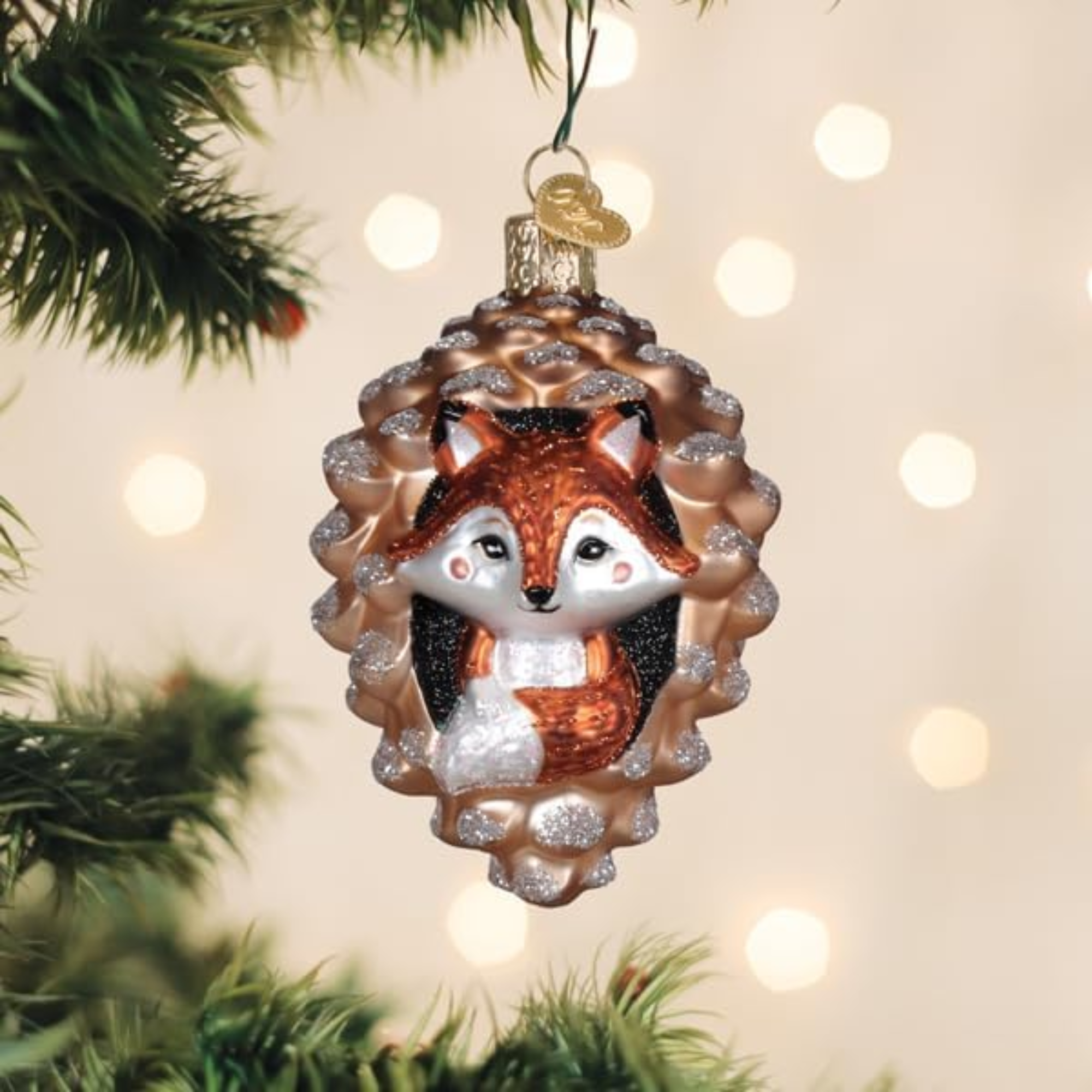 Old World Christmas Blown Glass Ornament for Christmas Tree, Piney Fox