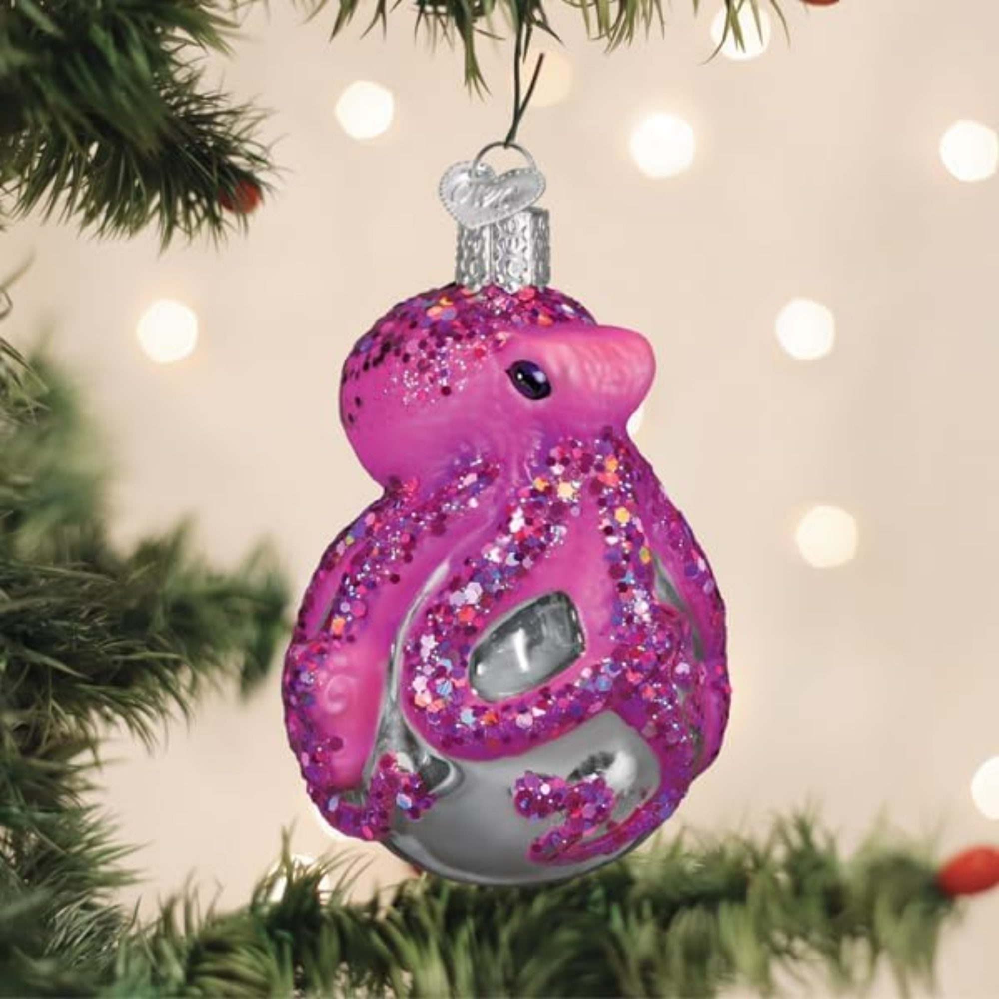 Old World Christmas Blown Glass Ornament for Tree, Shimmering Octopus