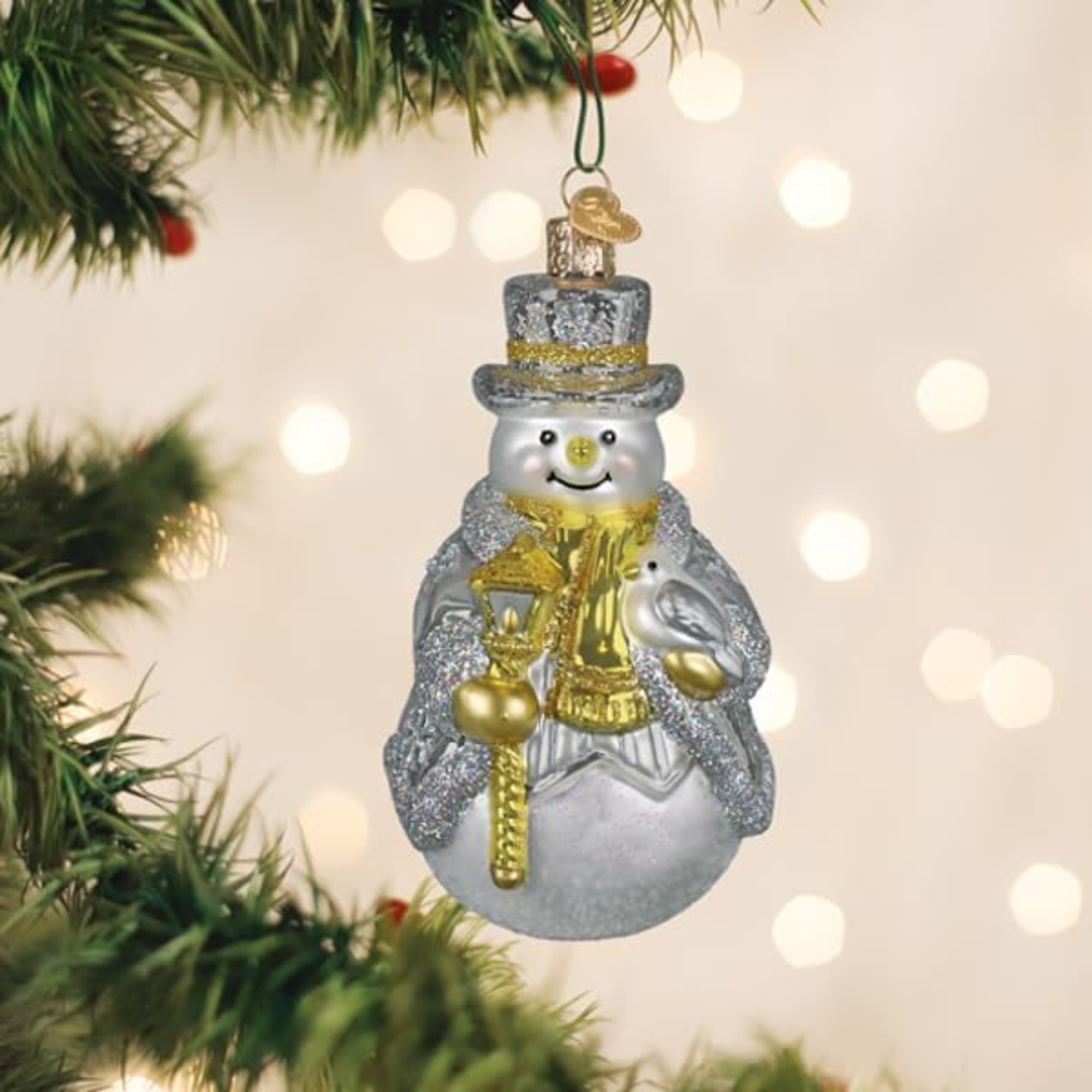 Old World Christmas Blown Glass Ornament for Tree, Sterling Snowman