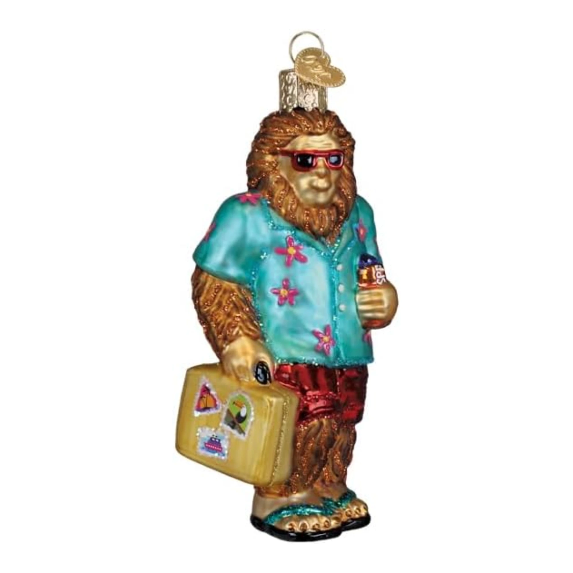 Old World Christmas Blown Glass Ornament for Tree, Sasquatch Gone Tropics