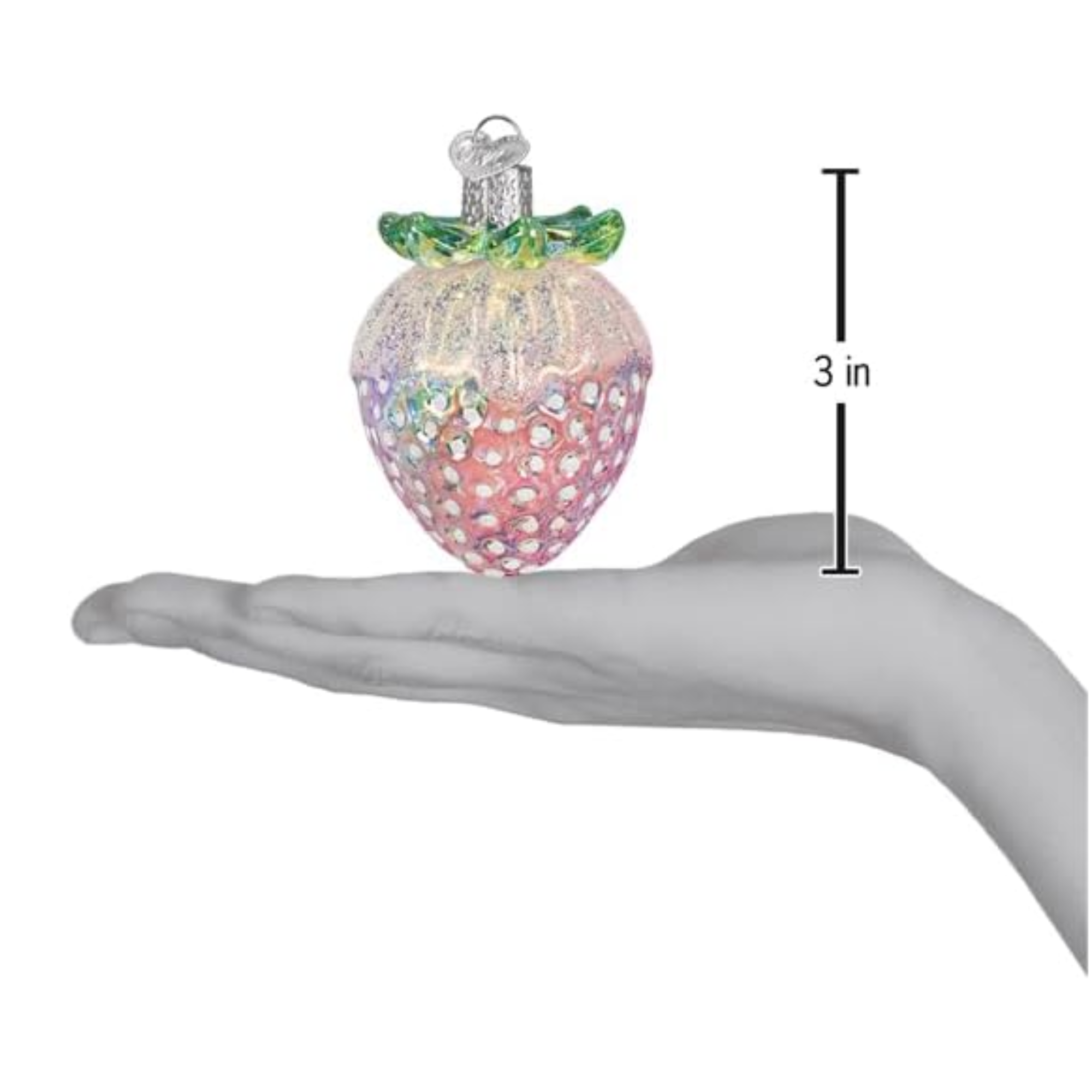 Old World Christmas Blown Glass Ornament for Tree, Shimmering Strawberry