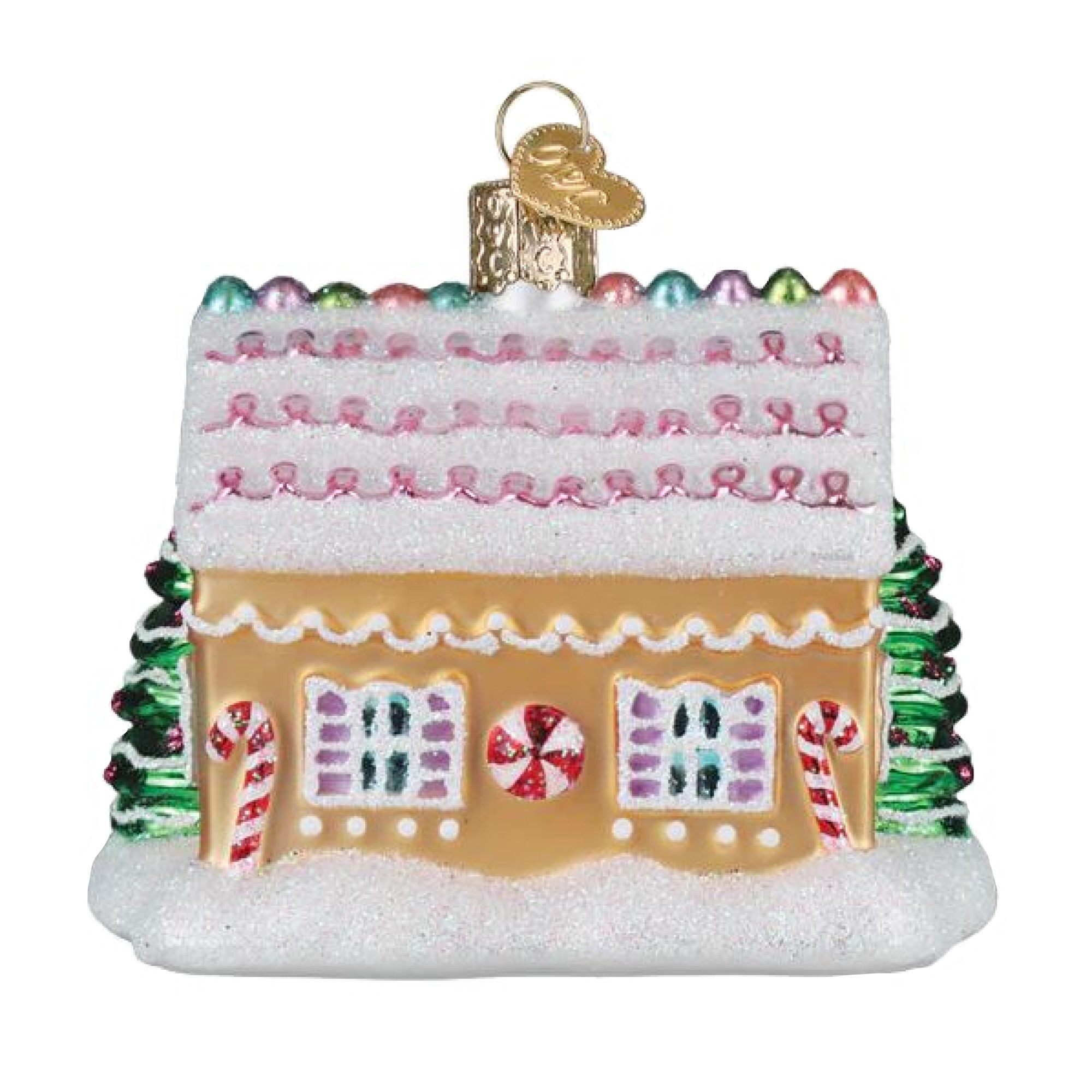 Old World Christmas Blown Glass Ornament for Tree, Sugar Coated Cottage