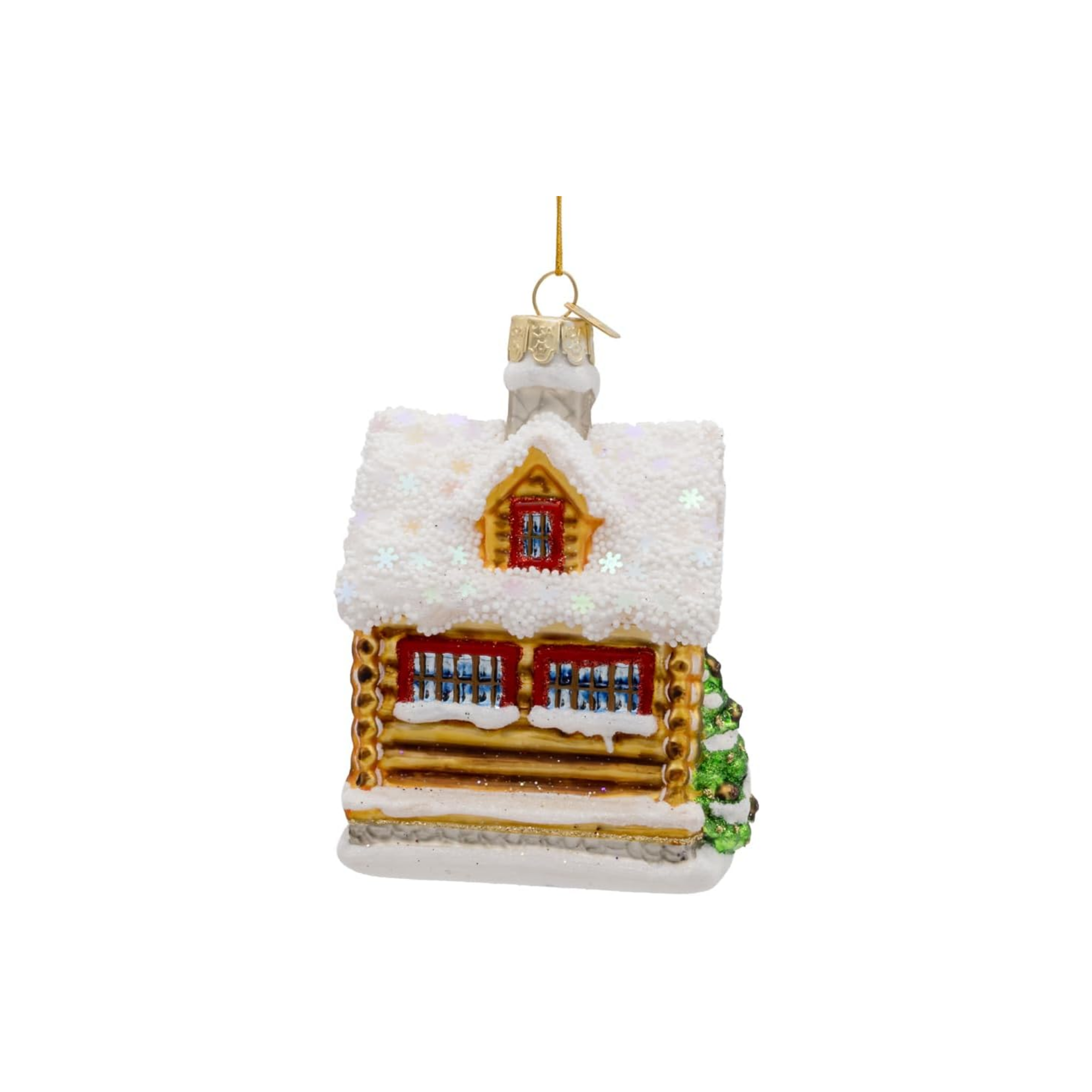 Kurt Adler Noble Gems Glass Ornament Collection, Log Cabin