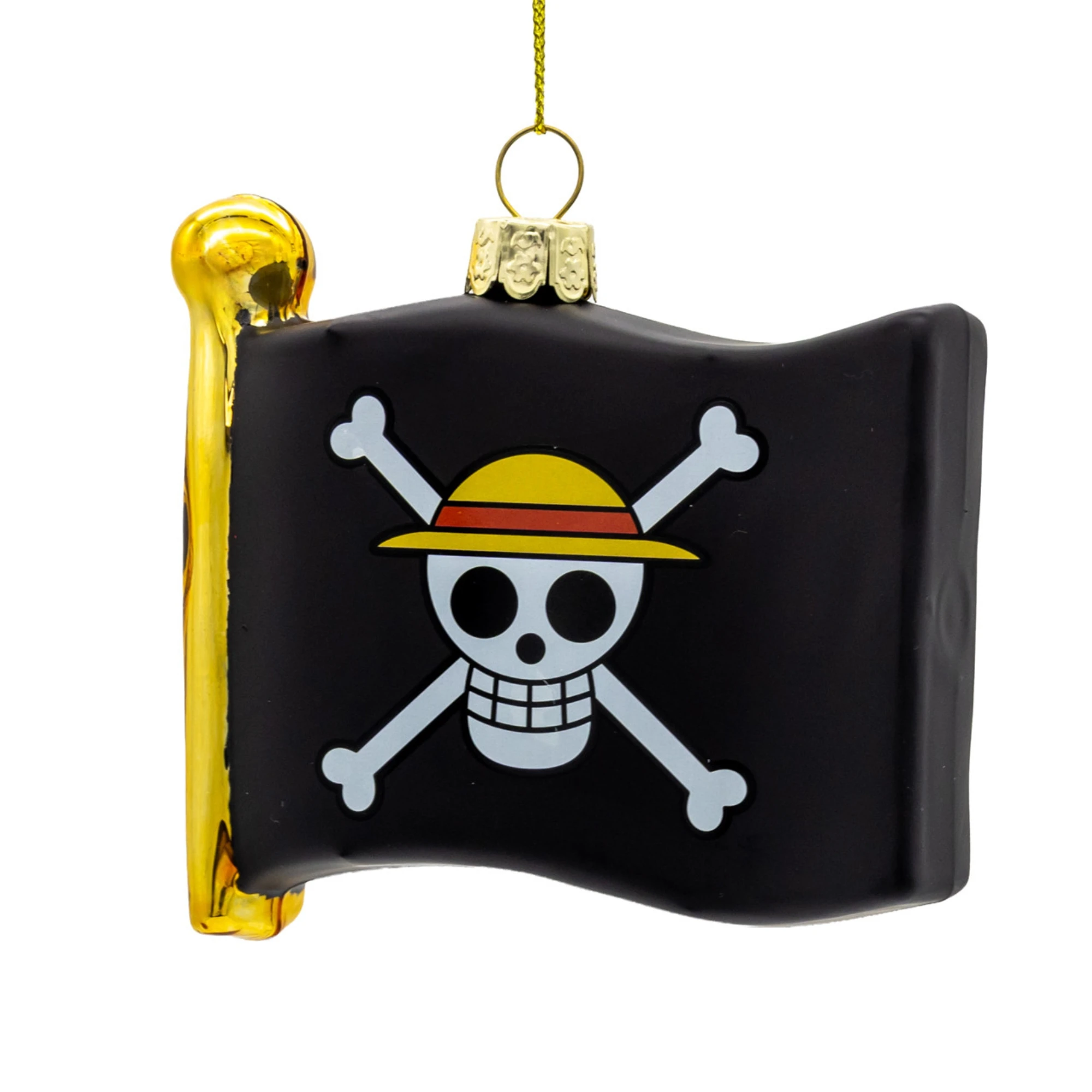 Kurt Adler Officially Licensed Glass One Piece Jolly Roger Flag Ornament, 3.5"