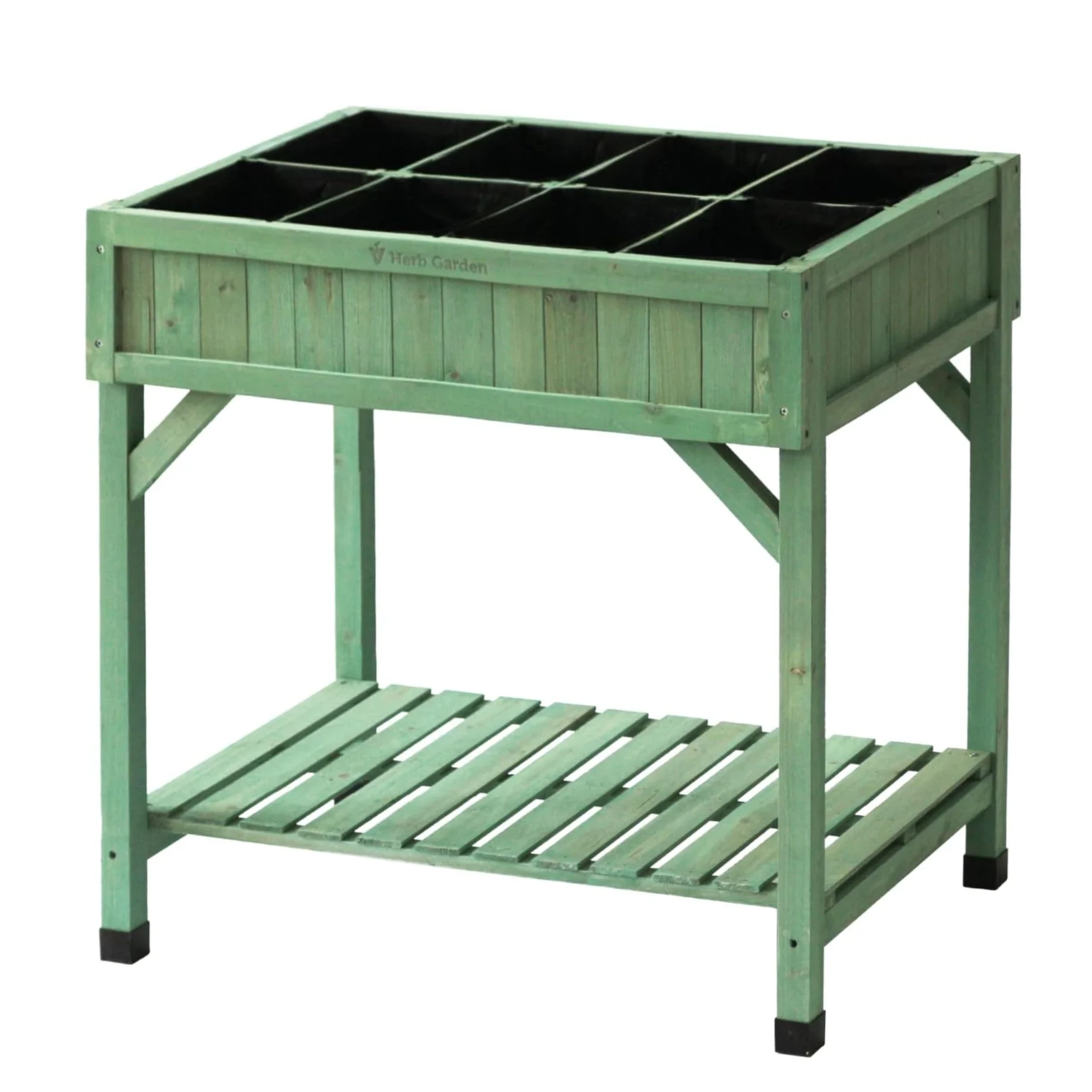 VegTrug Custom Herb Garden Cedar Wood Planter Box, Sage Green