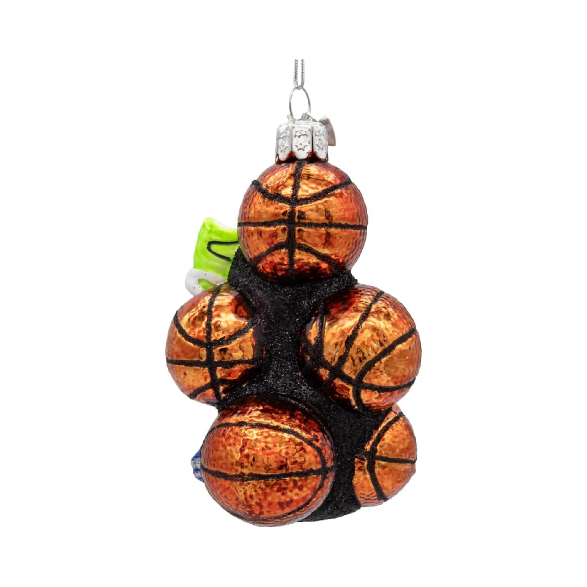Kurt Adler Noble Gems Glass Ornament for Christmas Tree, Basketball with Shoes