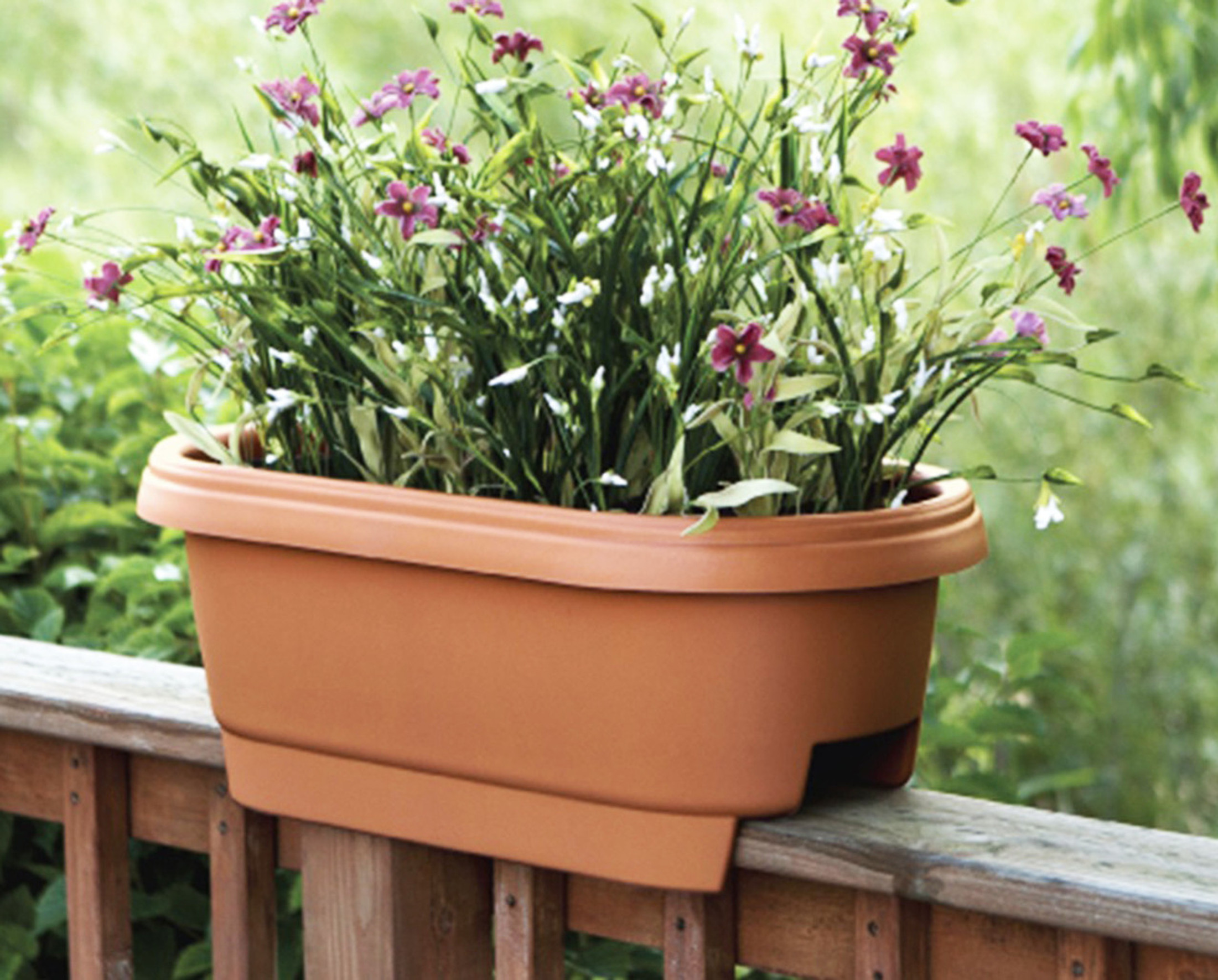 Bloem (#3477241-1001)  Classic Oval Deck Rail Planter, Terra Cotta Clay - 24"