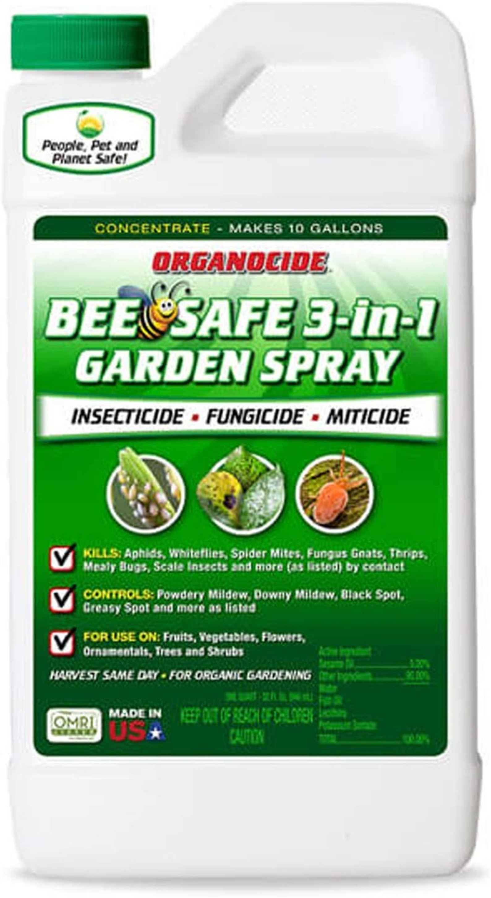 Organic Laboratories 100-021 Lab QT Organocide 3-in-1 Garden Spray, Makes 10 Gal