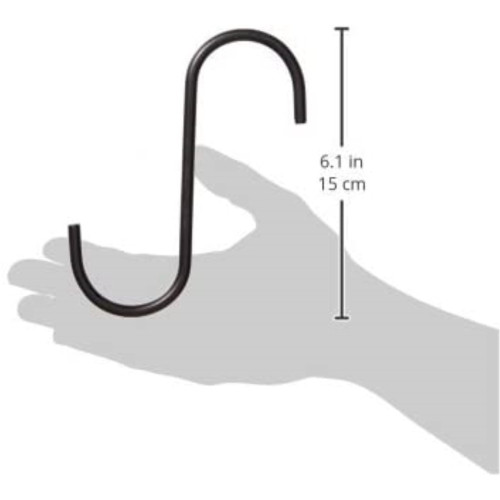Hookery Black Powder-Coated Steel S-Hook Extension for Indoor/Outdoor Hanging Decor — 6"