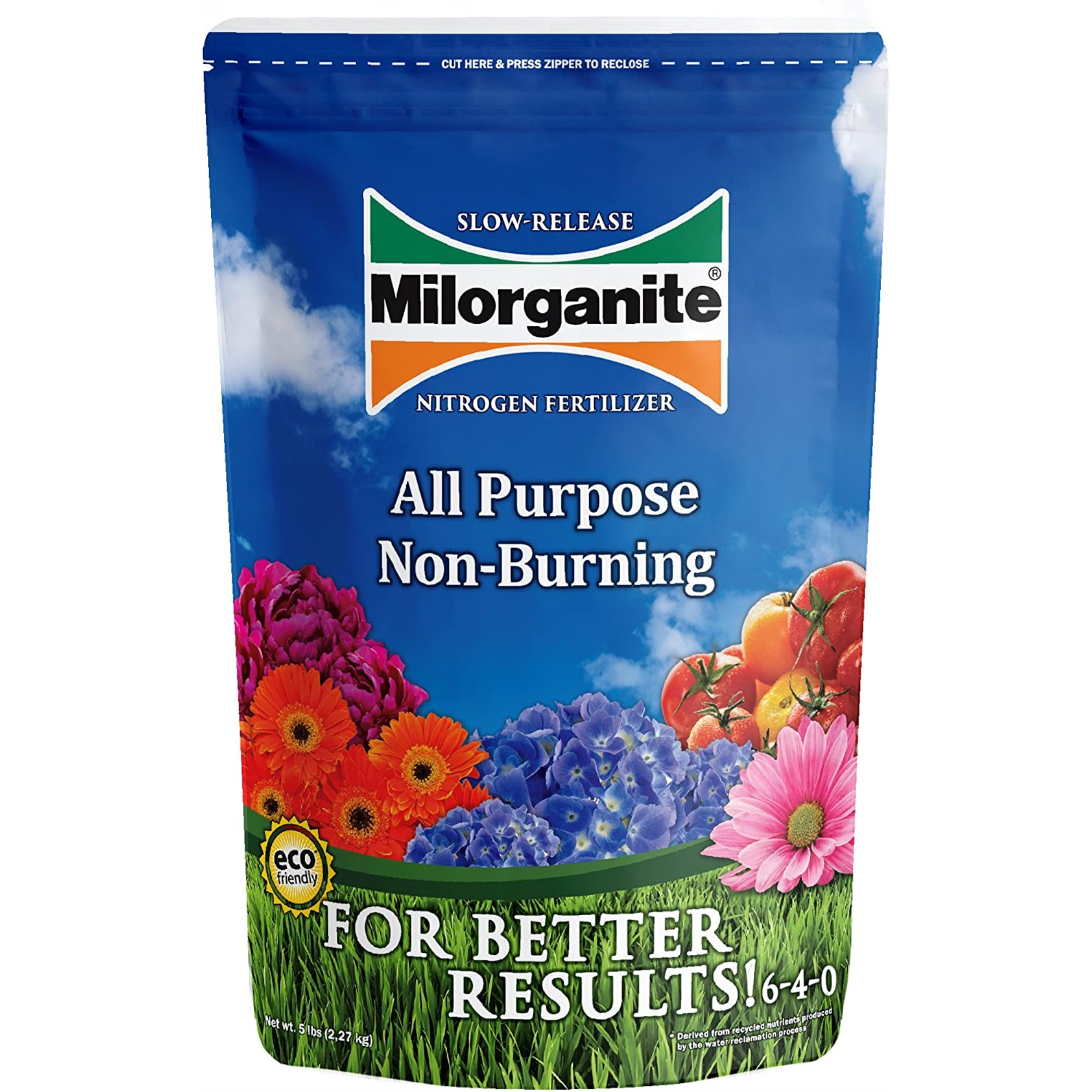 Milorganite All-Purpose Eco-Friendly Slow-Release Nitrogen 6-4-0 Fertilizer, 5lb (Not for Sale in ME & CT)
