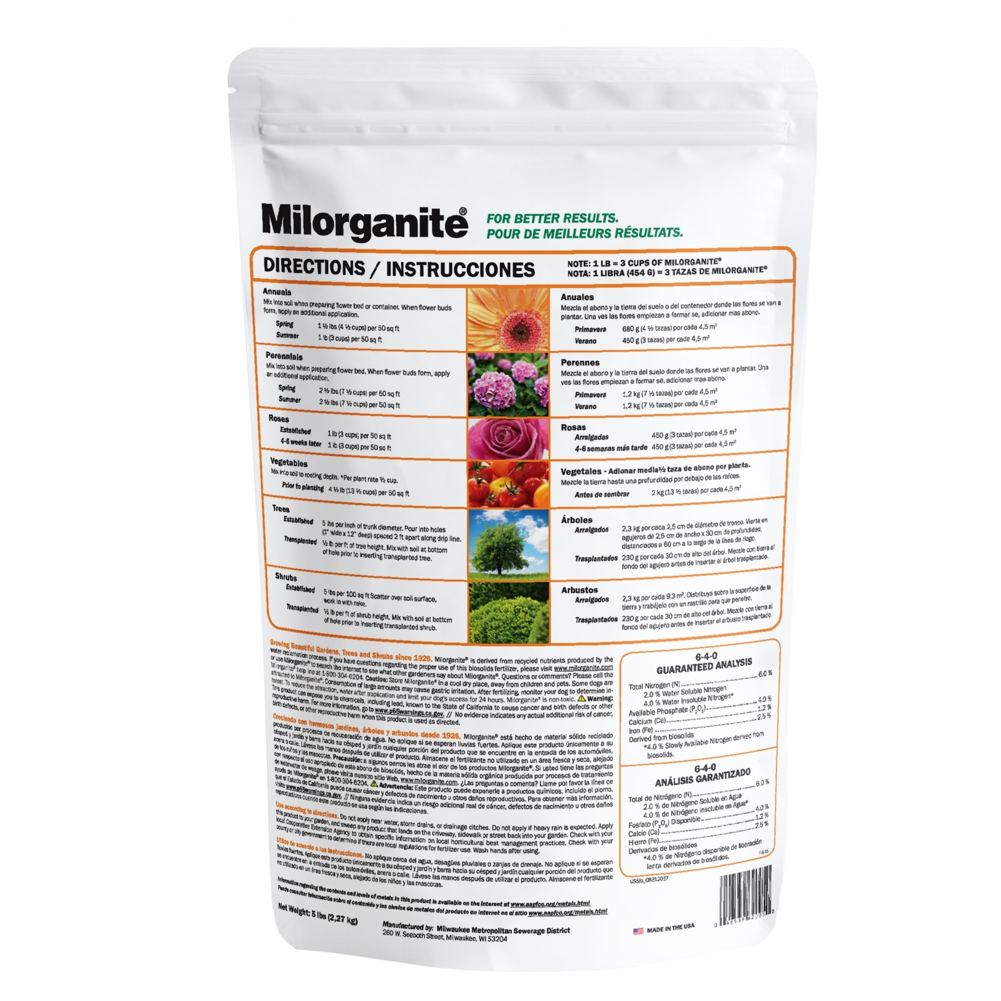 Milorganite All-Purpose Eco-Friendly Slow-Release Nitrogen 6-4-0 Fertilizer, 5lb (Not for Sale in ME & CT)