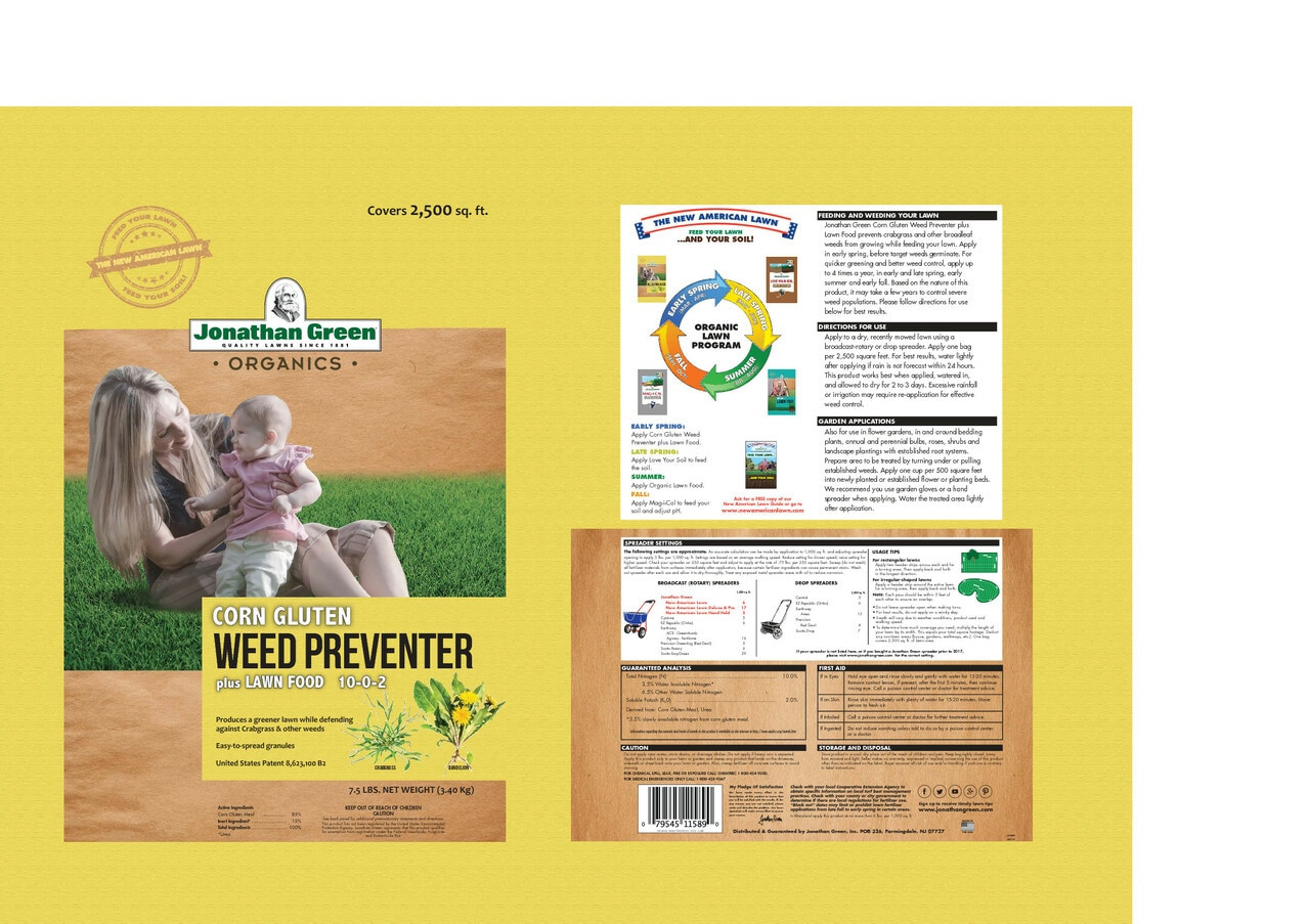 Jonathan Green Organic Corn Gluten Weed Preventer Plus Lawn Food, 2,500 Sq Ft