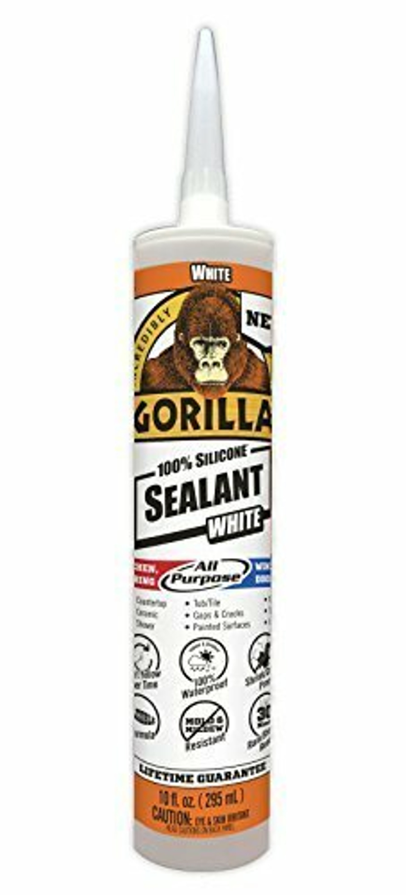 Gorilla Glue 8060002 10 Oz All Purpose 100% Silicone Sealant, White