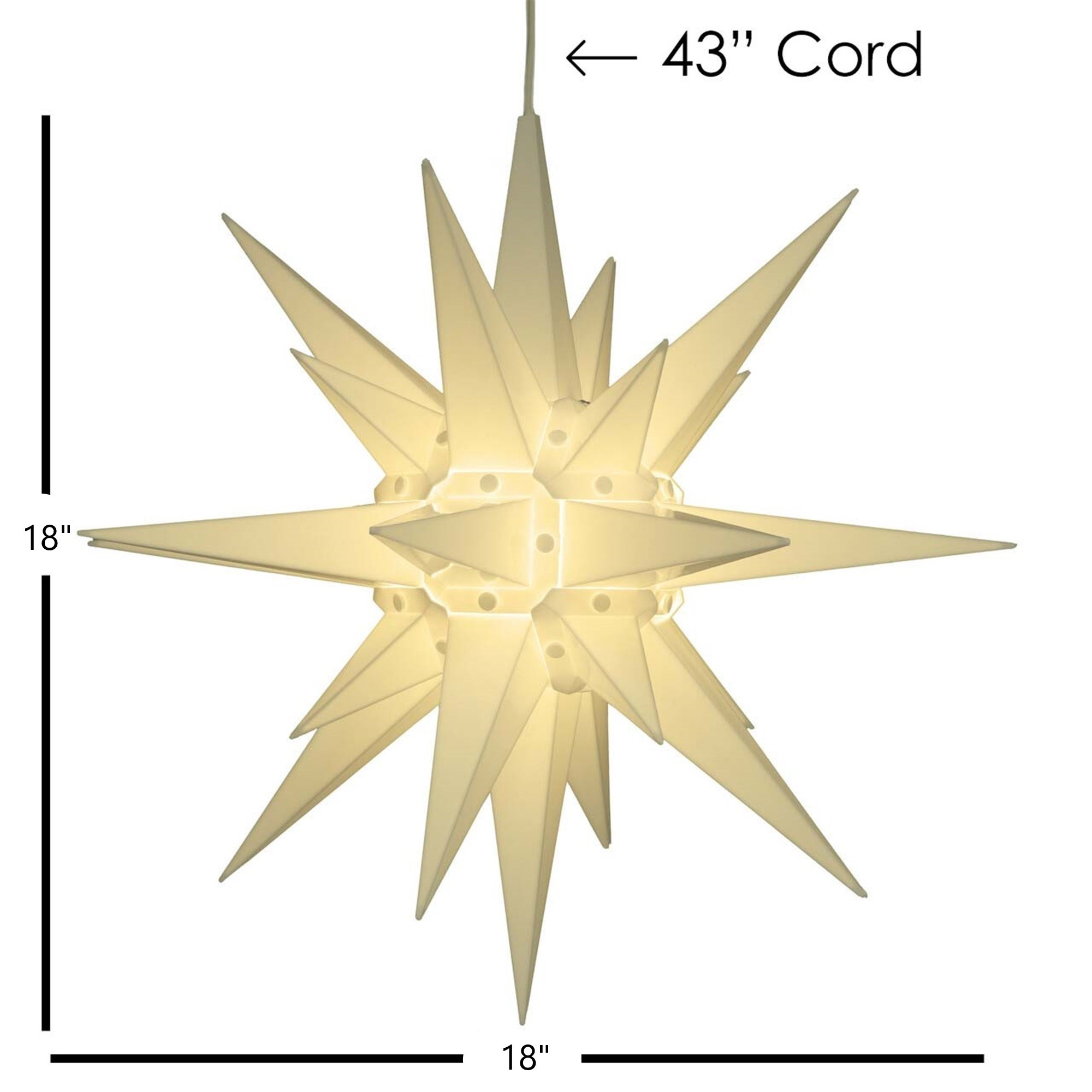 CandleCup Outdoor Holiday Moravian Star Light Decoration, Warm White, 18in