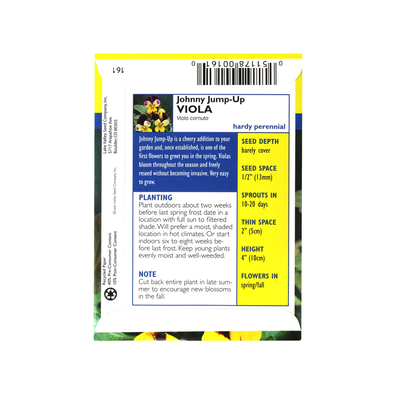 Lake Valley Seed Johnny Jump-Up Viola