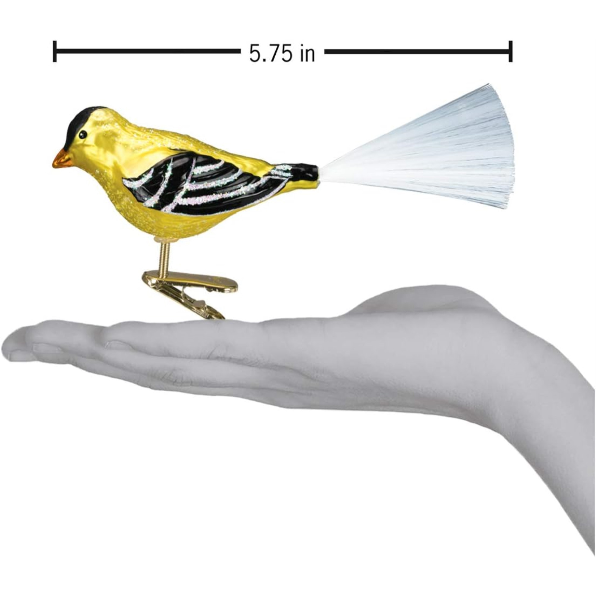 Old World Christmas Blown Glass Clip-On Ornament for Christmas Tree, Western Goldfinch