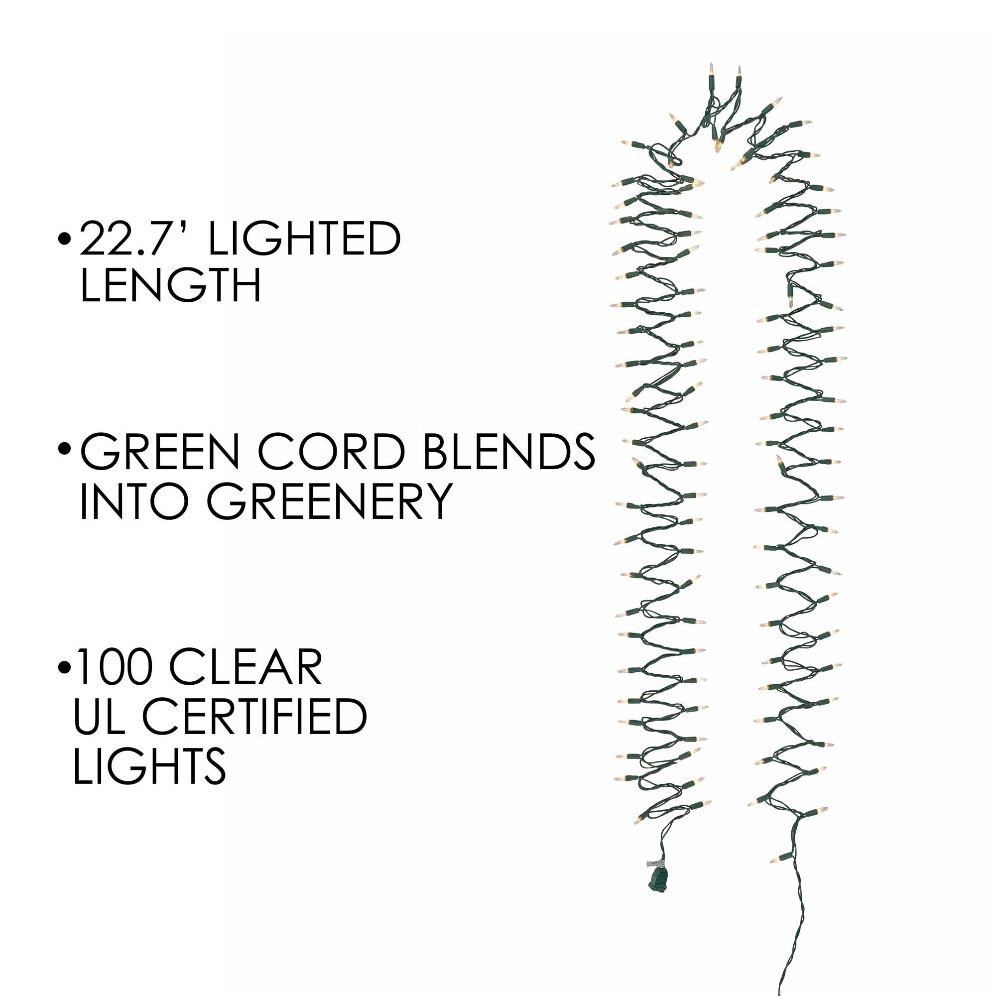 Holiday Wonderland Indoor/Outdoor Holiday Christmas String Light Set, 100 Clear Bulbs, 24'