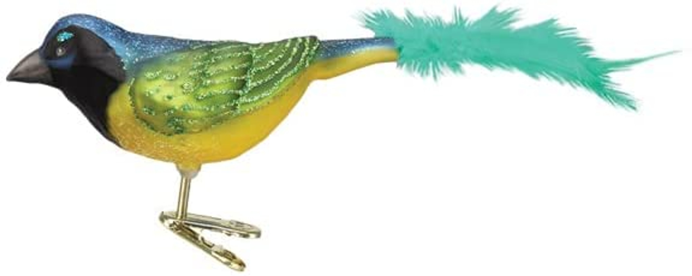 Old World Christmas Glass Blown Ornament For Christmas Tree, Green Jay (With OWC Gift Box)