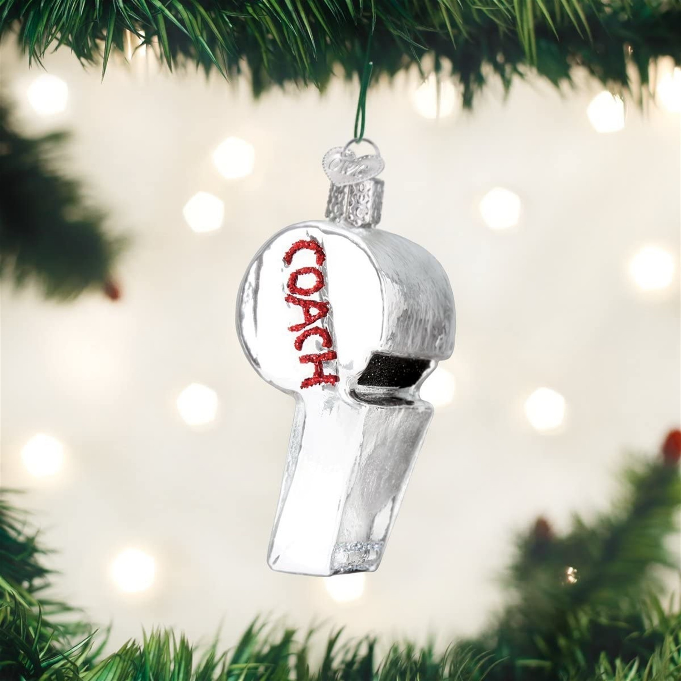 Old World Christmas Blown Glass Christmas Ornament, Coach's Wistle