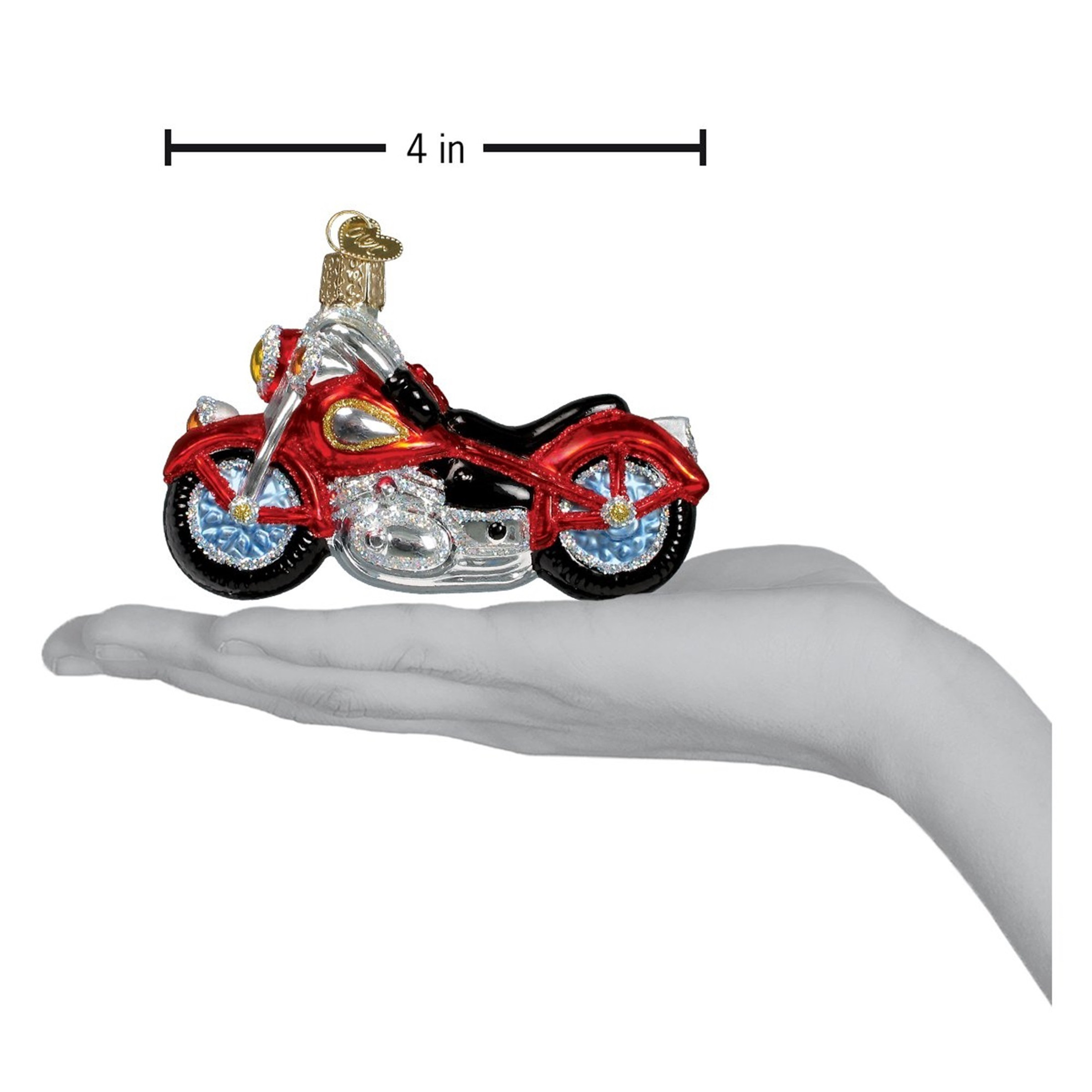 Old World Christmas Blown Glass Ornament for Christmas Tree, Motorcycle