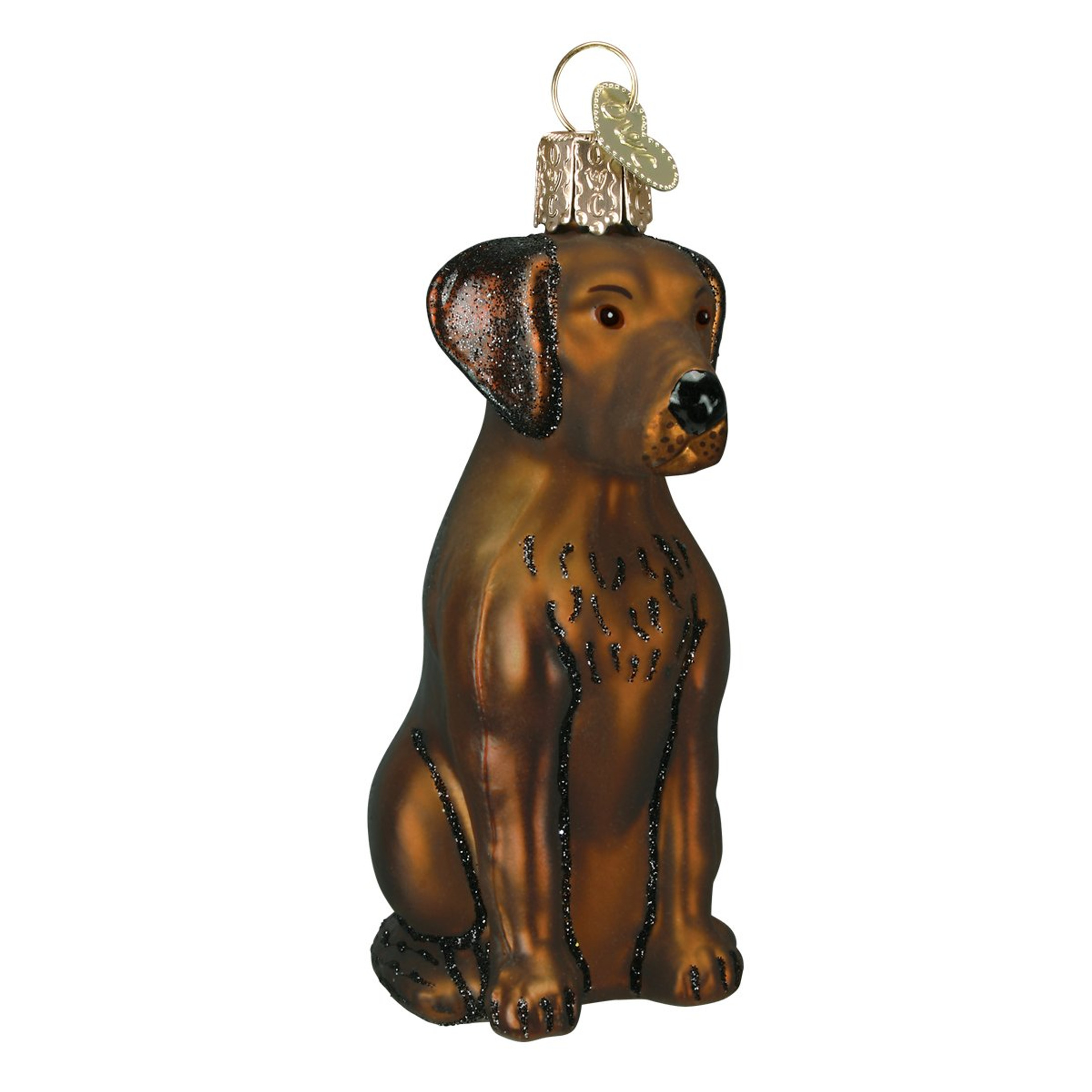 Old World Christmas Glass Blown Ornament, Chocolate Labrador (With OWC Gift Box)