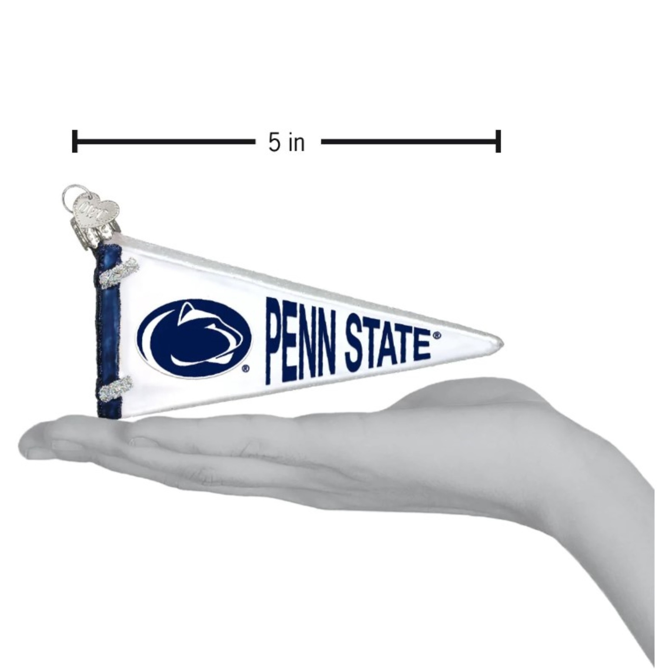 Old World Christmas Glass Blown Christmas Ornament, Penn State Nittany Lions Pennant (With OWC Gift Box)