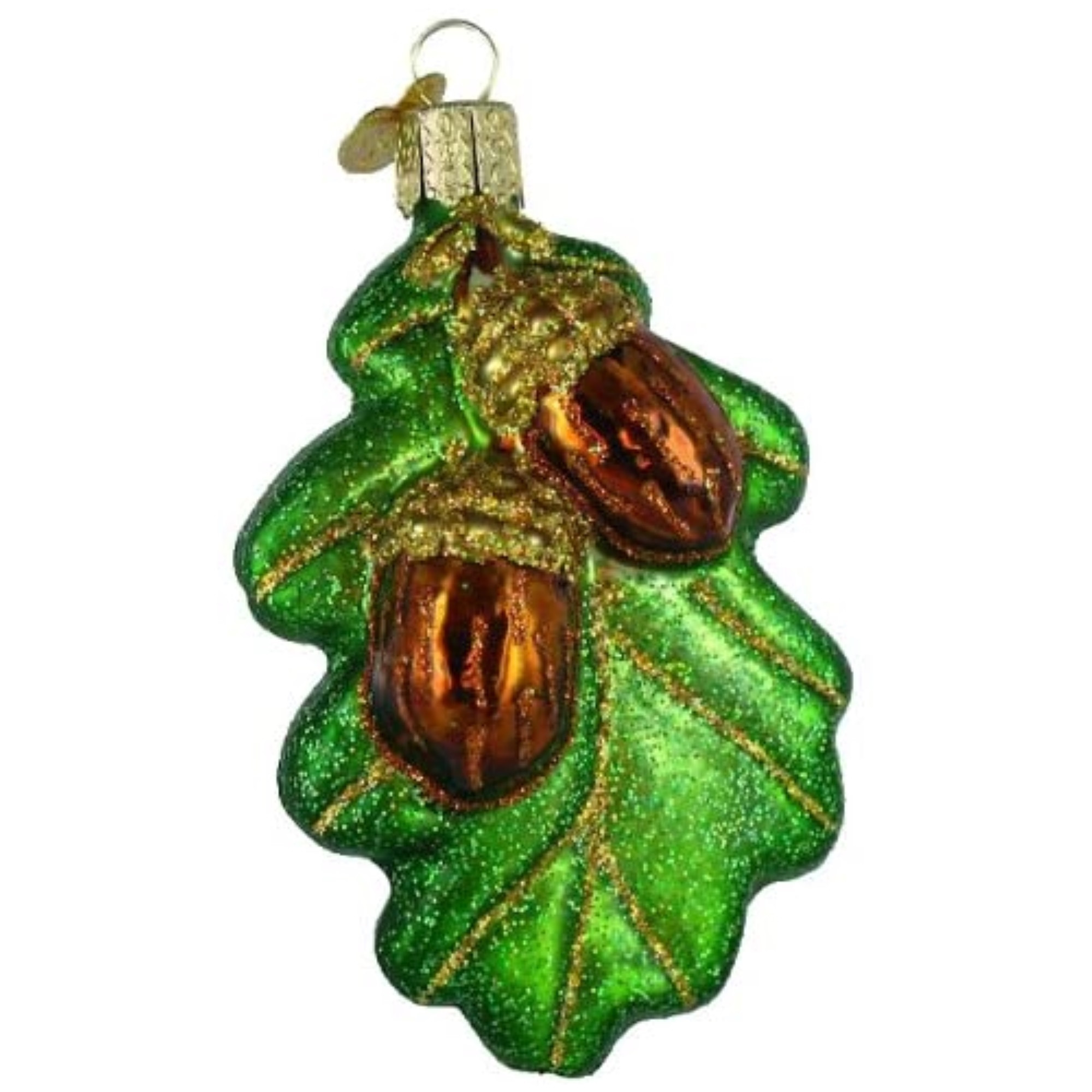 Old World Christmas Glass Blown Ornament, Oak Leaf w/ Acorns