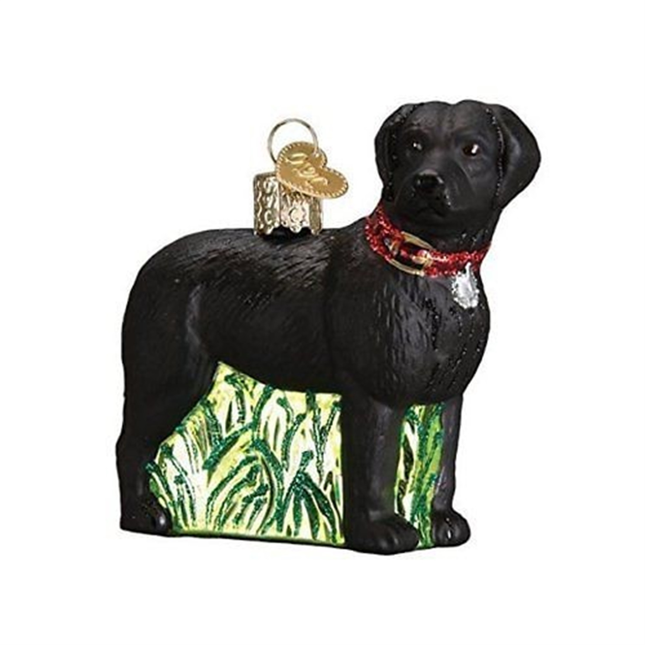 Old World Christmas Glass Blown Ornament, Standing Black Lab, 3.25 (With OWC Gift Box)