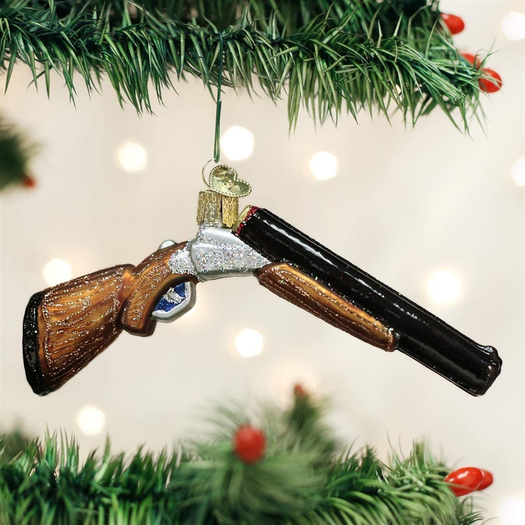 Old World Christmas Glass Blown Hanging Tree Ornament, Shotgun (With OWC Gift Box)