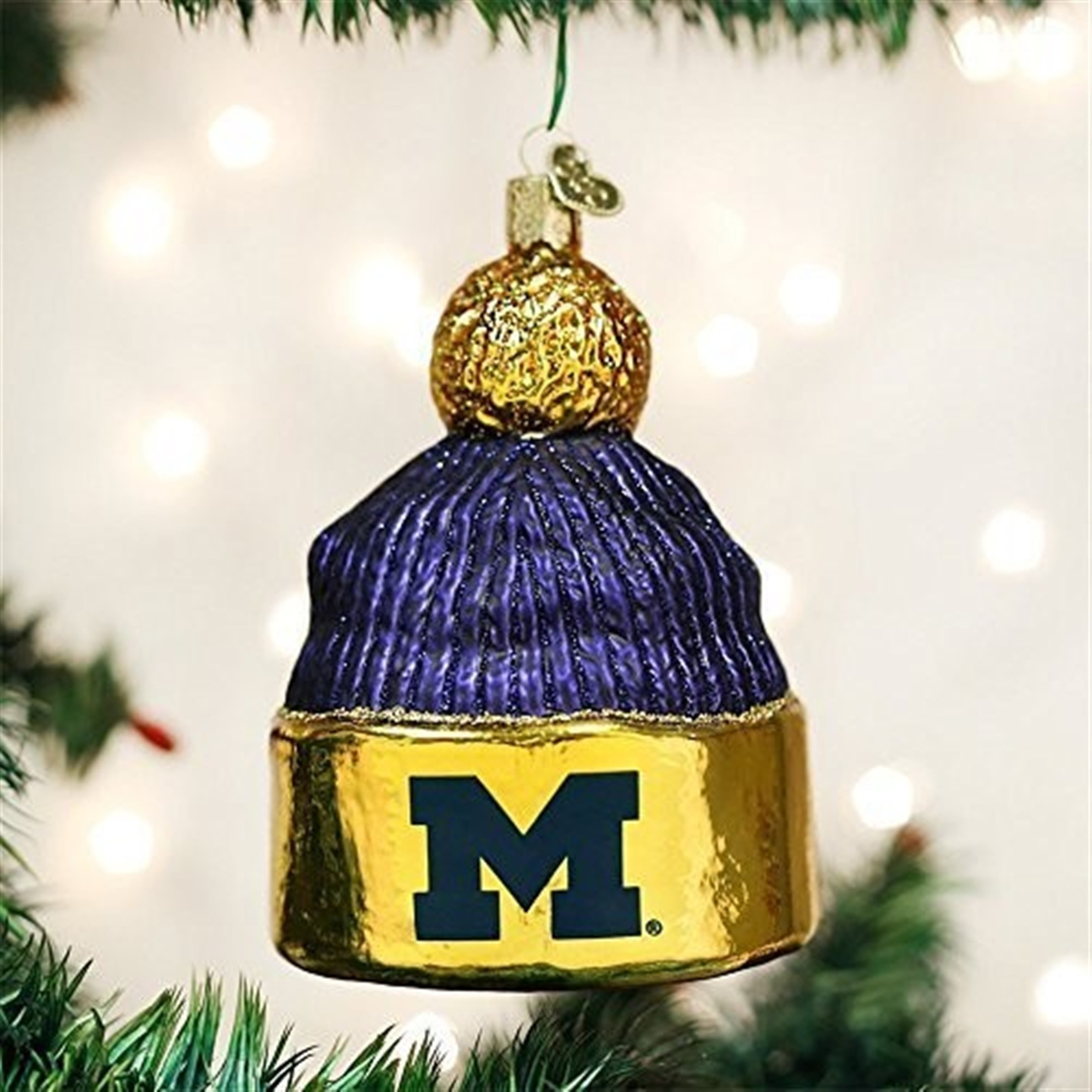 Old World Christmas Glass Blown Ornament for Christmas Tree, Michigan Beanie