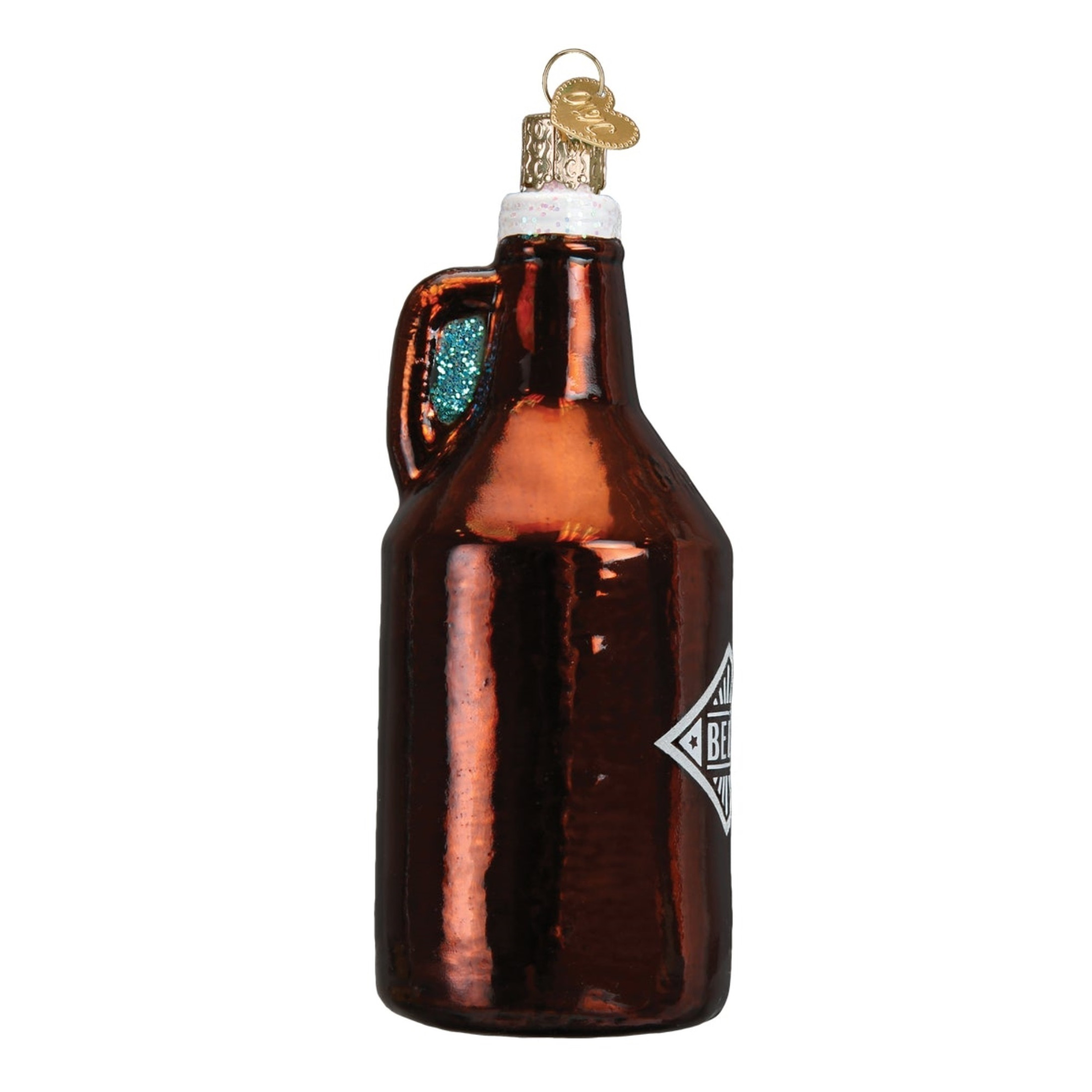Old World Christmas Blown Glass Ornament for Christmas Tree, Beer Growler