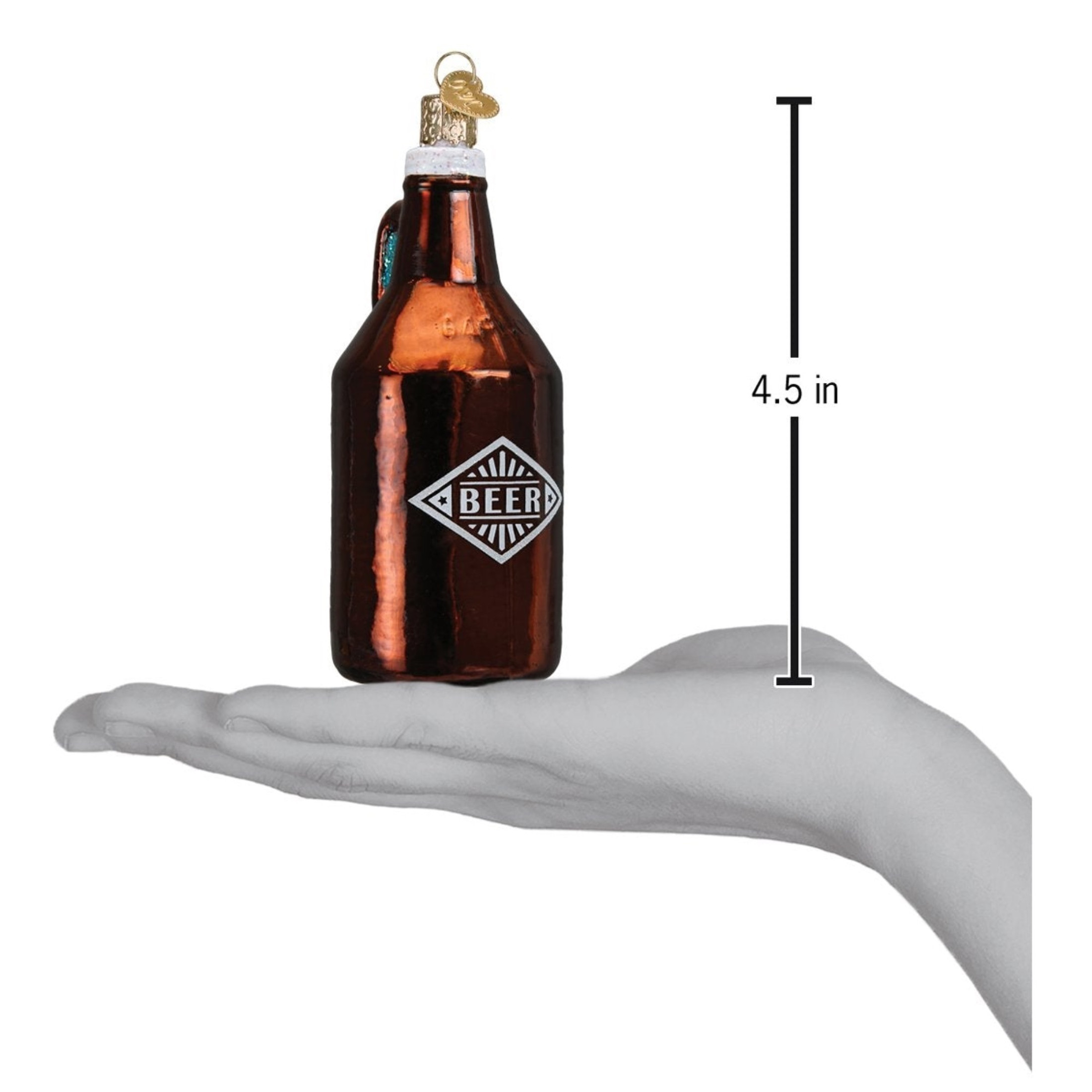 Old World Christmas Blown Glass Ornament for Christmas Tree, Beer Growler