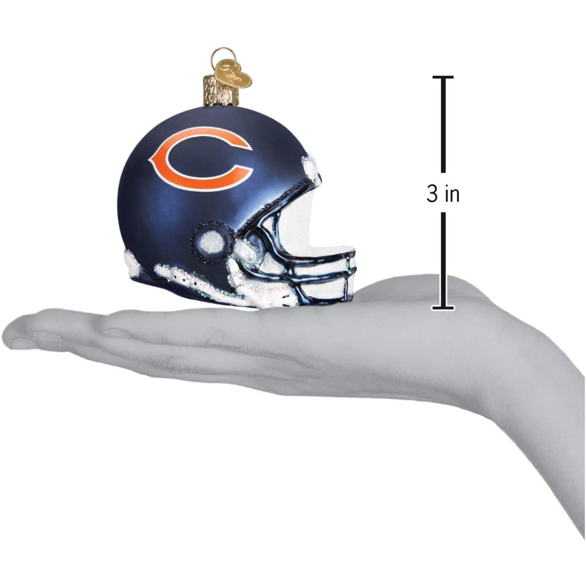 Old World Christmas Blown Glass Ornament for Christmas Tree, Chicago Bears Helmet