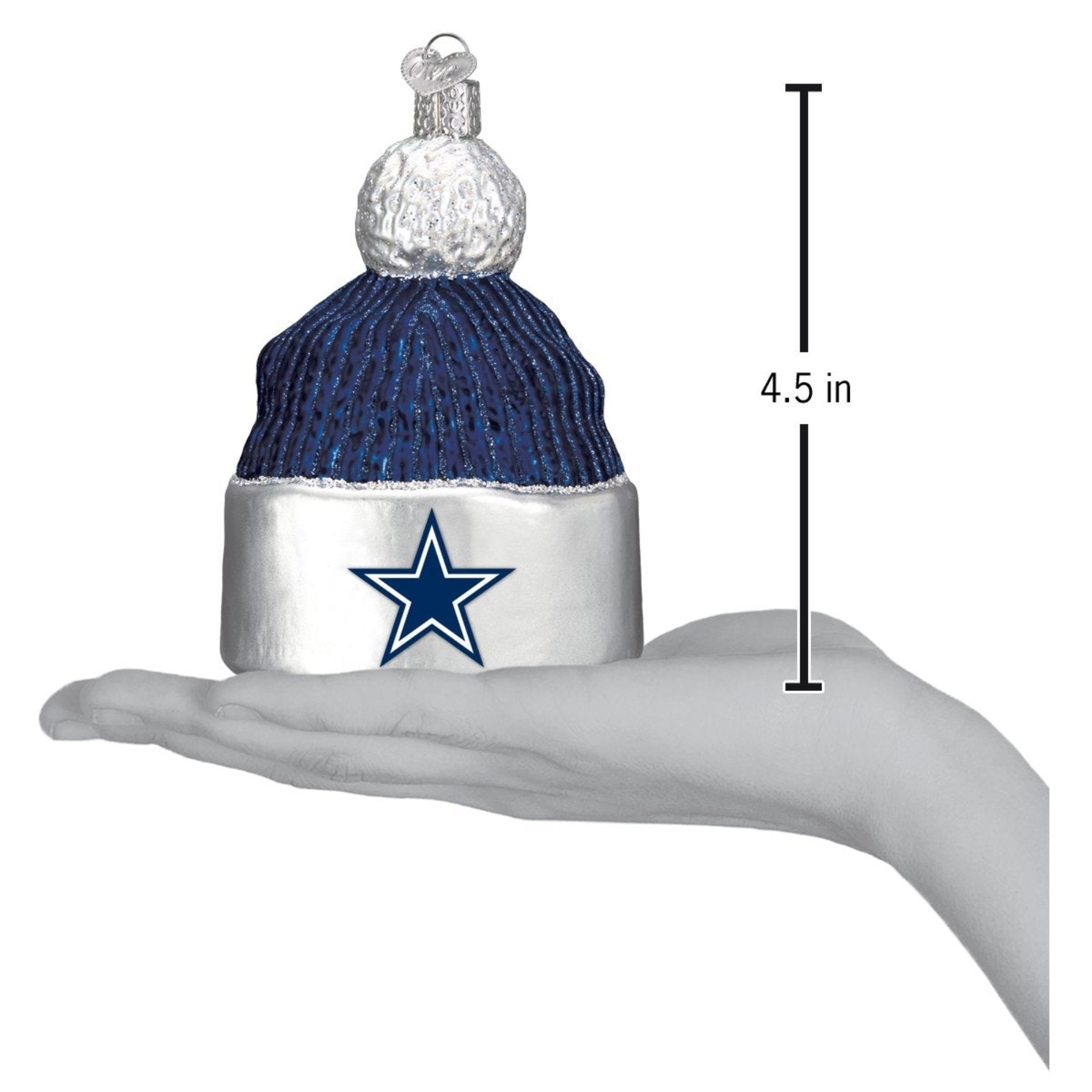 Old World Christmas Blown Glass Ornament for Christmas Tree, Dallas Cowboys Beanie