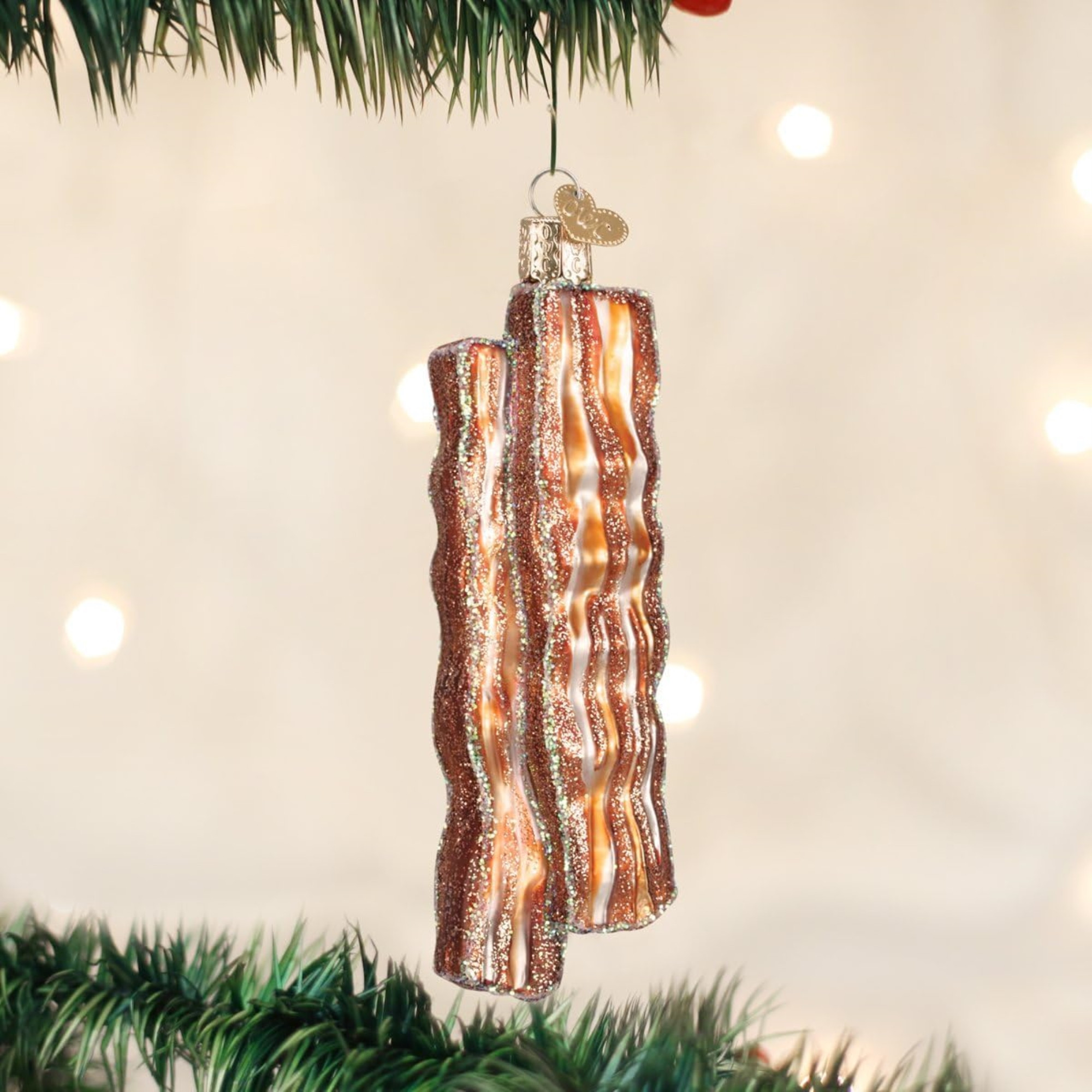 Old World Christmas Blown Glass Ornament for Christmas Tree, Bacon