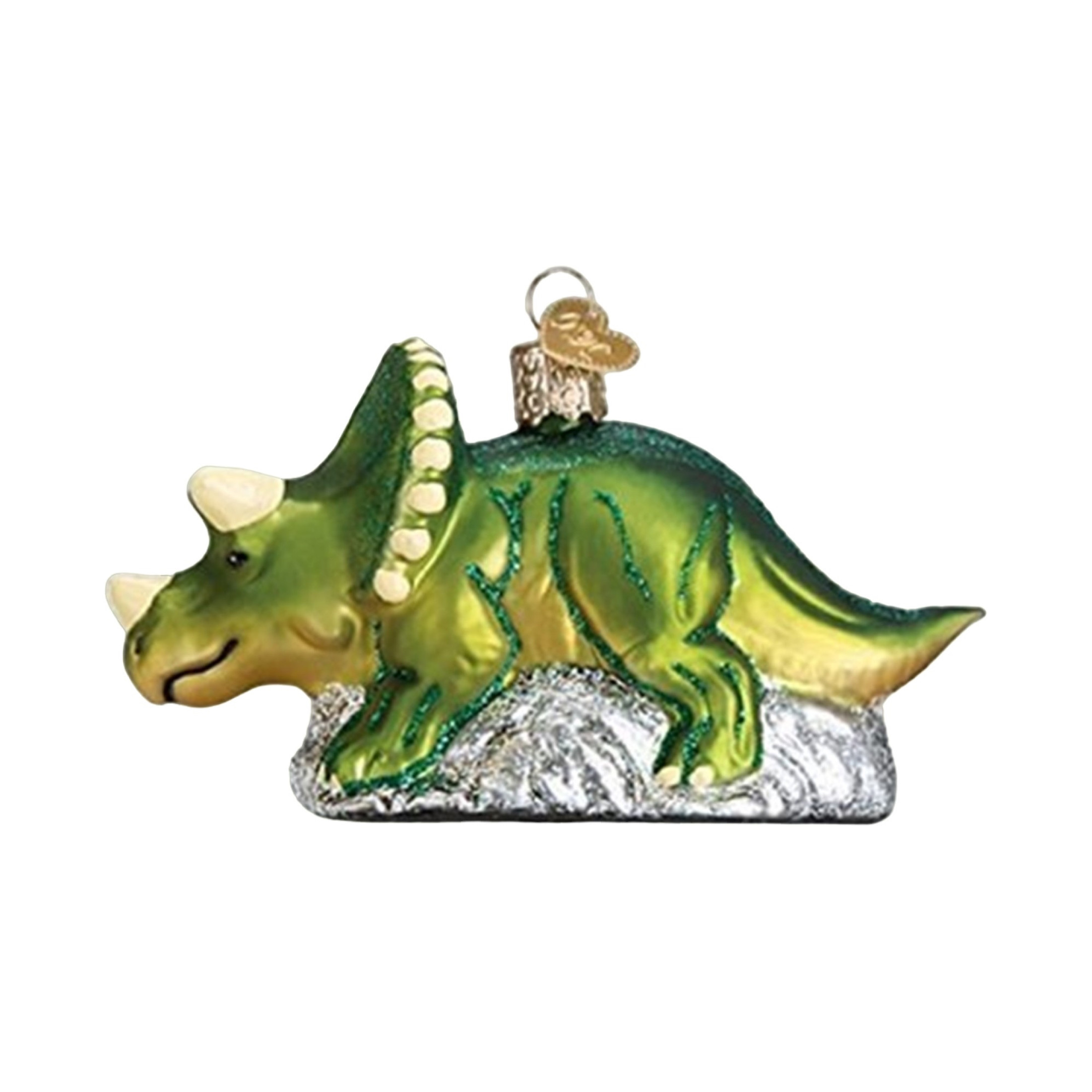 Old World Christmas Glass Blown Ornament, Triceratops (With OWC Gift Box)