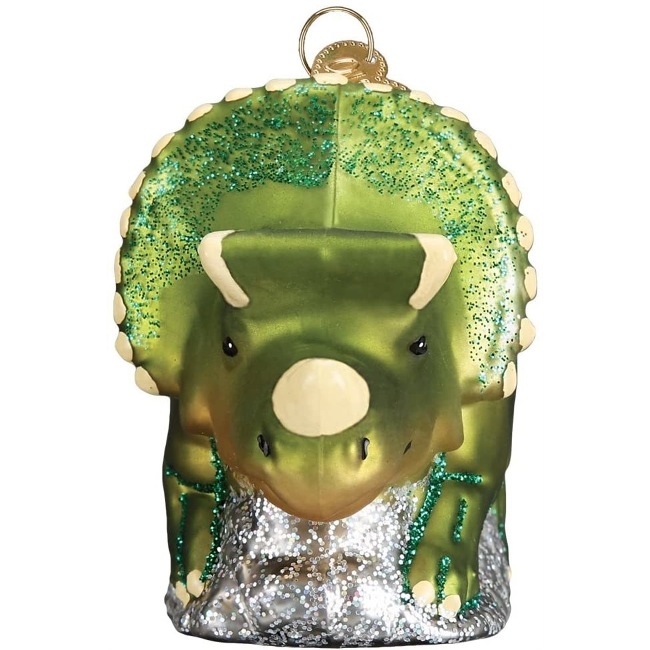 Old World Christmas Glass Blown Ornament, Triceratops (With OWC Gift Box)