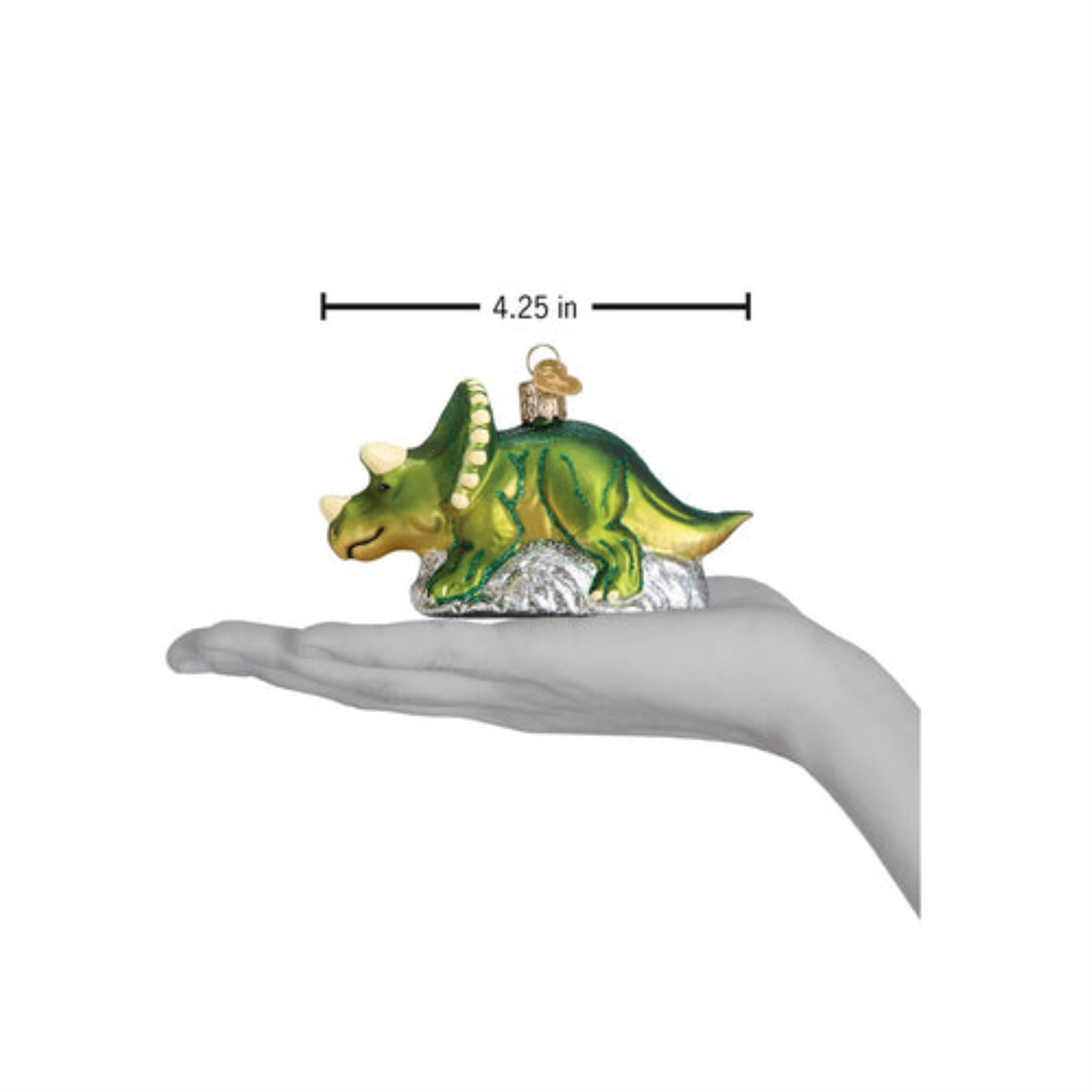 Old World Christmas Glass Blown Ornament, Triceratops (With OWC Gift Box)