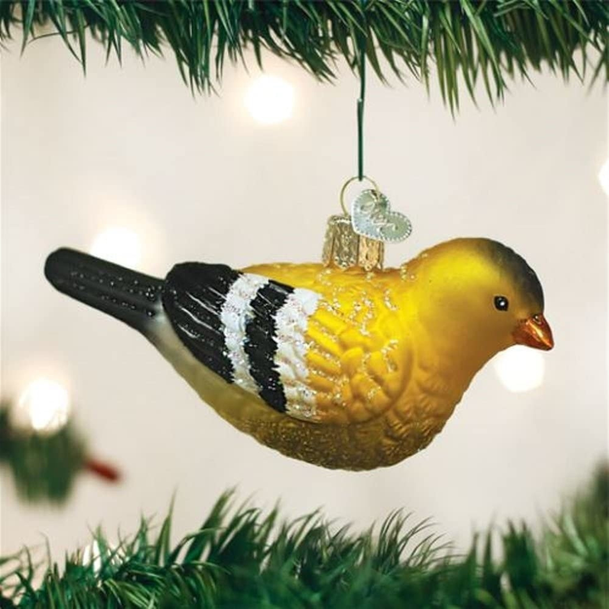 Old World Christmas Glass Blown Ornament for Christmas Tree, American Goldfinch