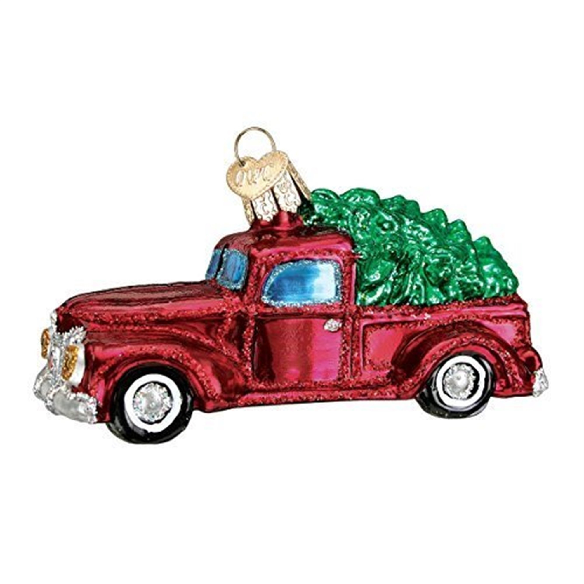 Old World Christmas Glass Blown Ornament for Christmas Tree, Truck with Tree