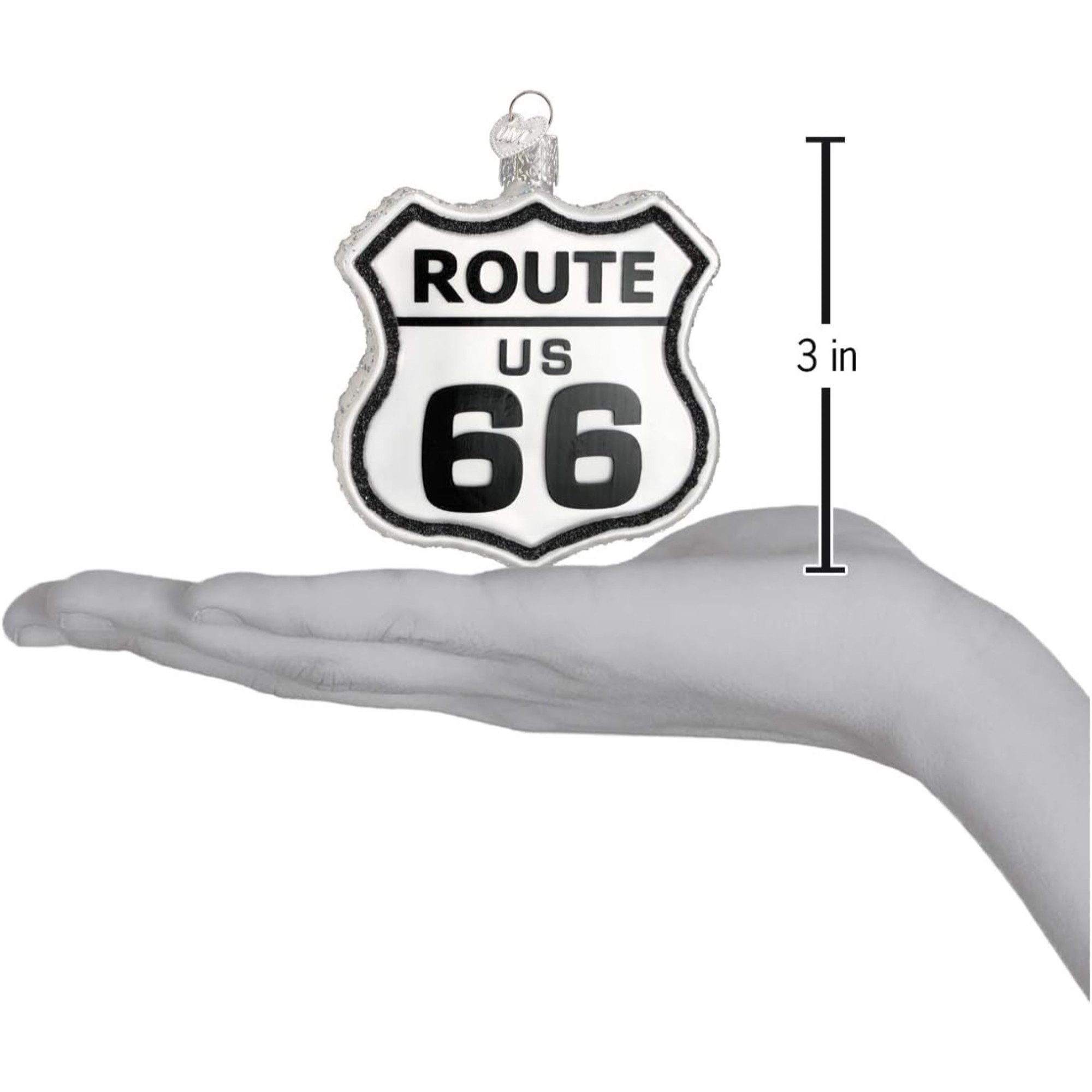 Old World Christmas Glass Blown Ornament for Christmas Tree, Historic Route Sign