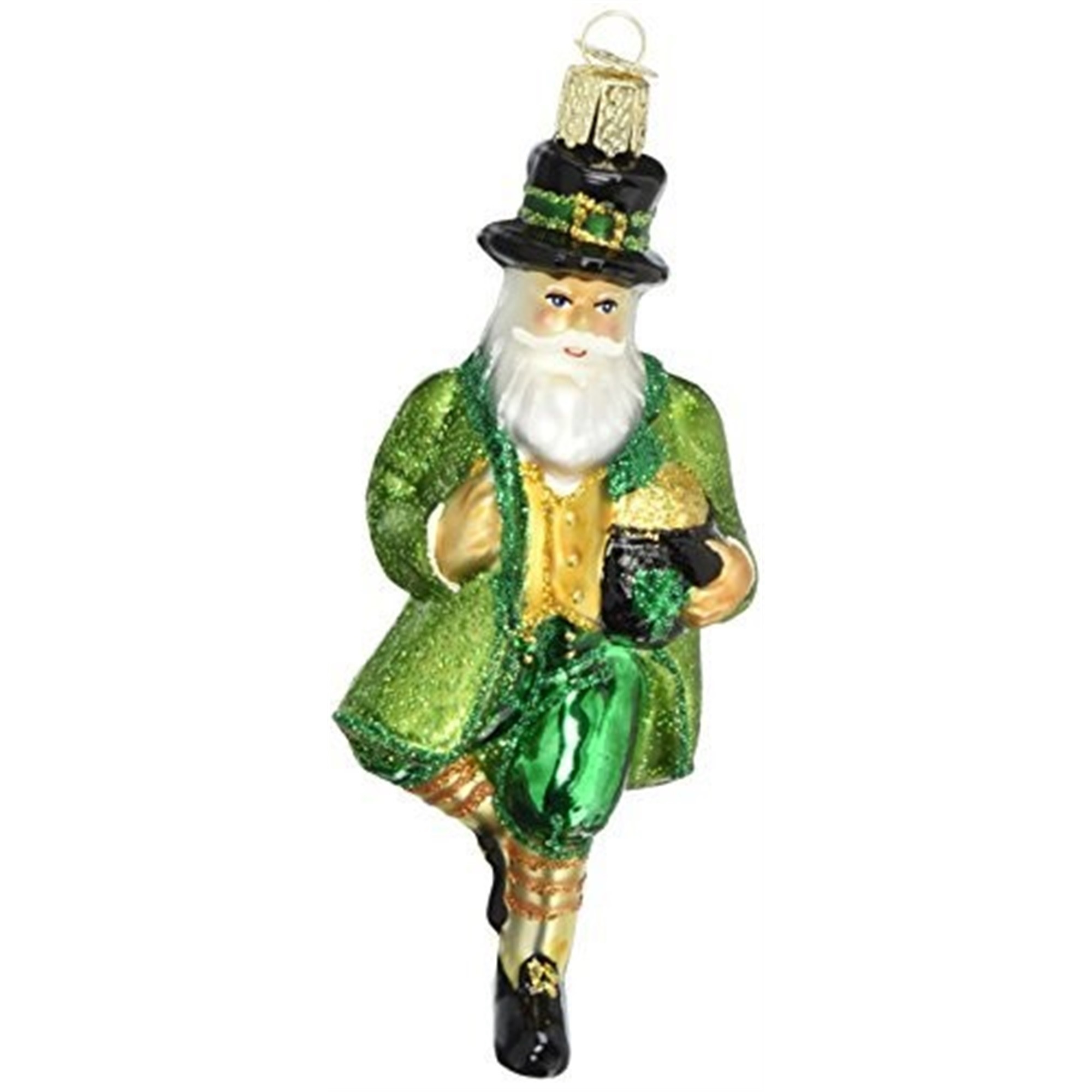 Old World Christmas Blown Glass Ornament for Christmas Tree, Irish Santa
