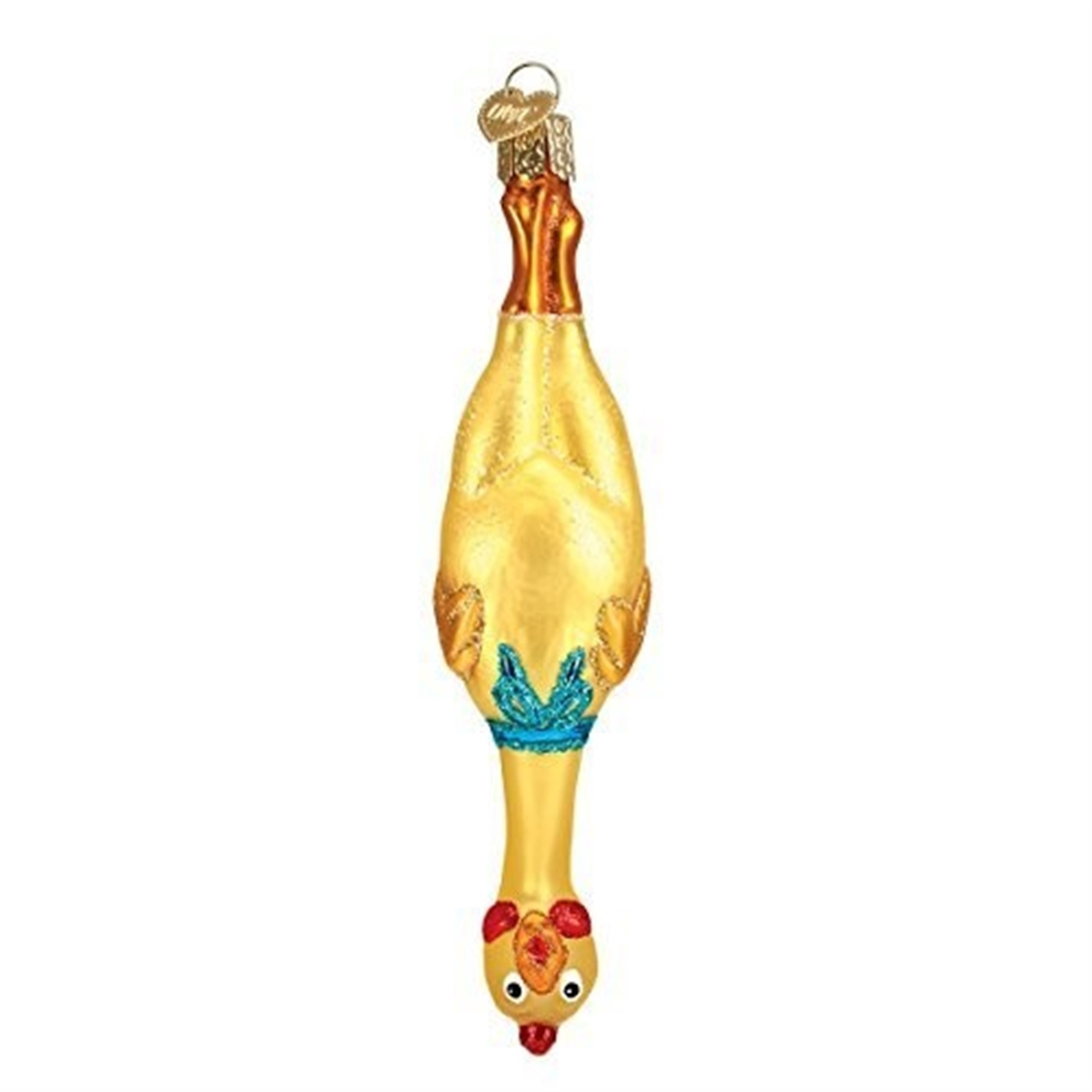 Old World Christmas Blown Glass Ornament for Christmas Tree, Rubber Chicken