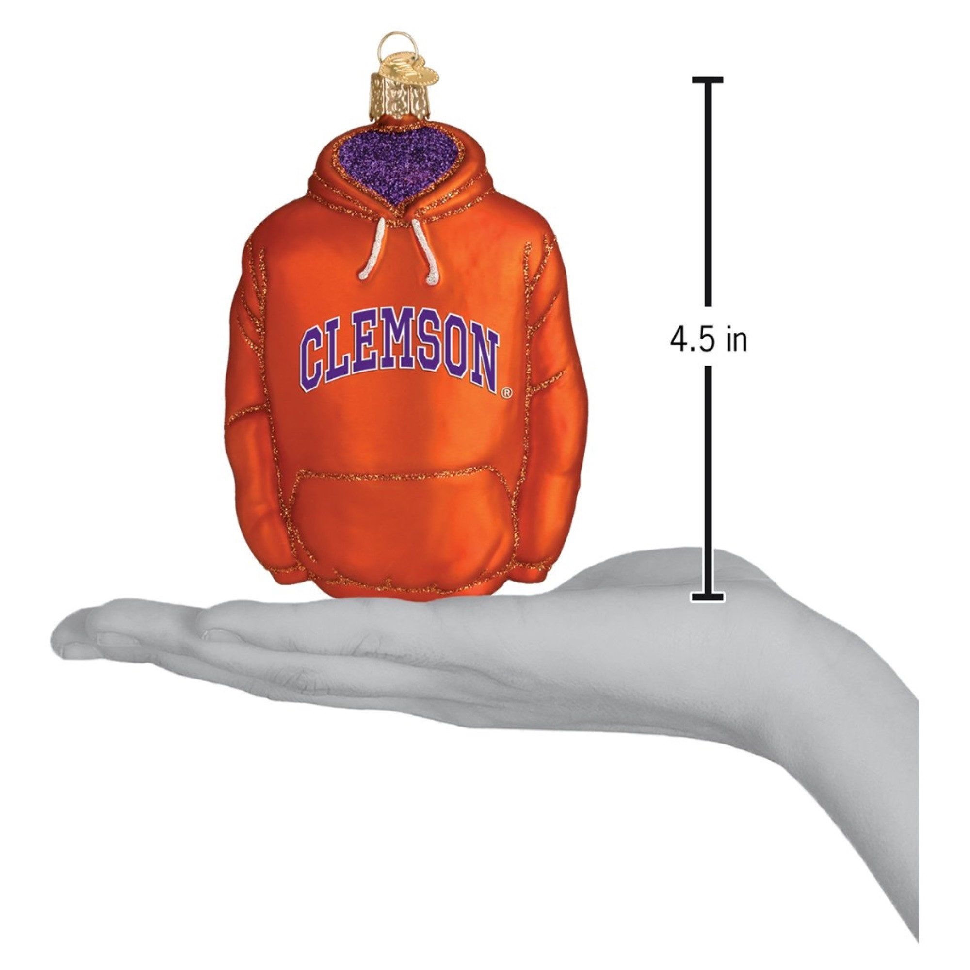 Old World Christmas Blown Glass Ornament for Christmas Tree, Clemson University Hoodie