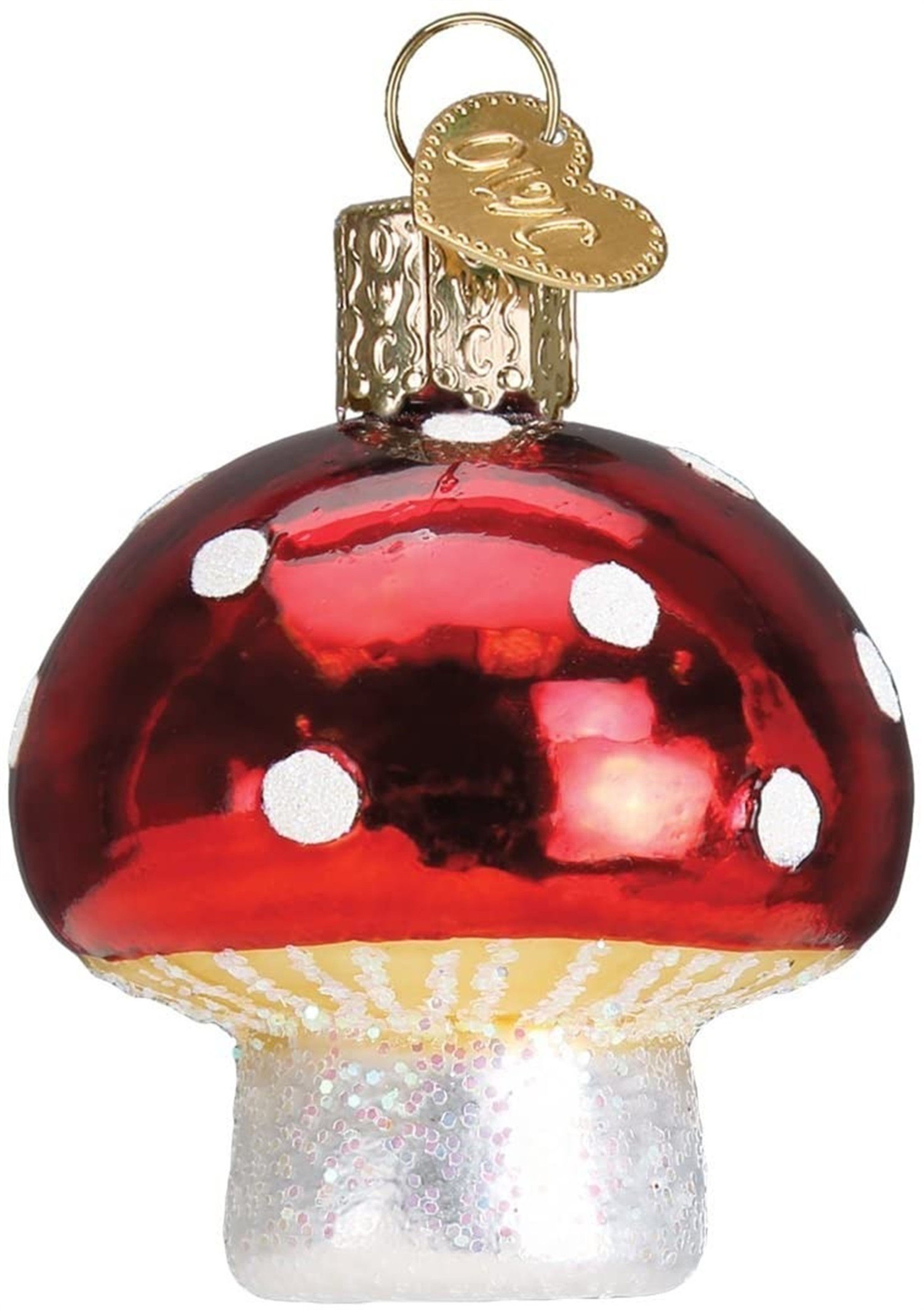 Old World Christmas Glass Blown Ornament, Lucky Mushroom (With OWC Gift Box)