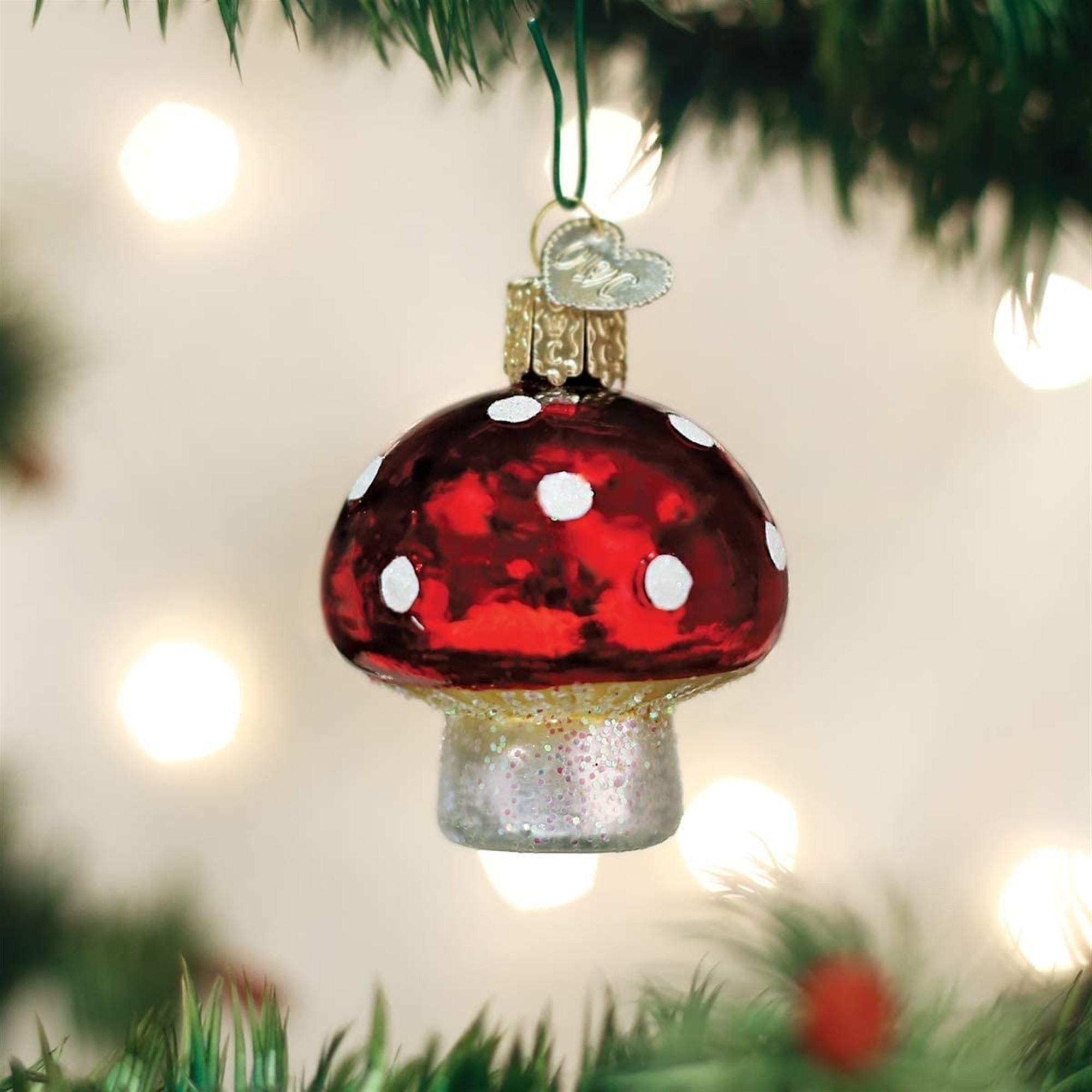 Old World Christmas Glass Blown Ornament for Christmas Tree, Lucky Mushroom